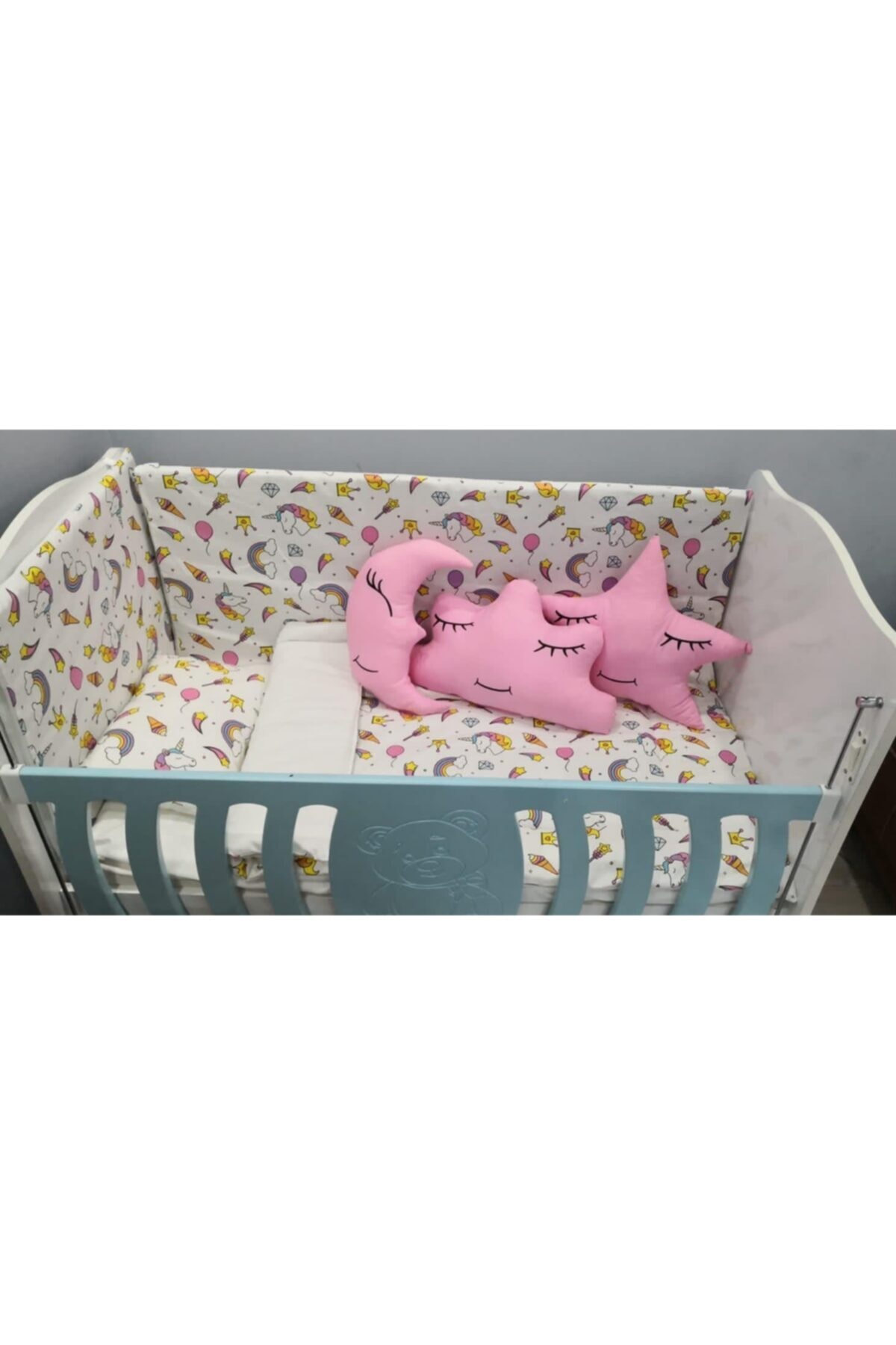 Bebek Özel Pembe  Unicorn Desenli Uyku Seti80x130