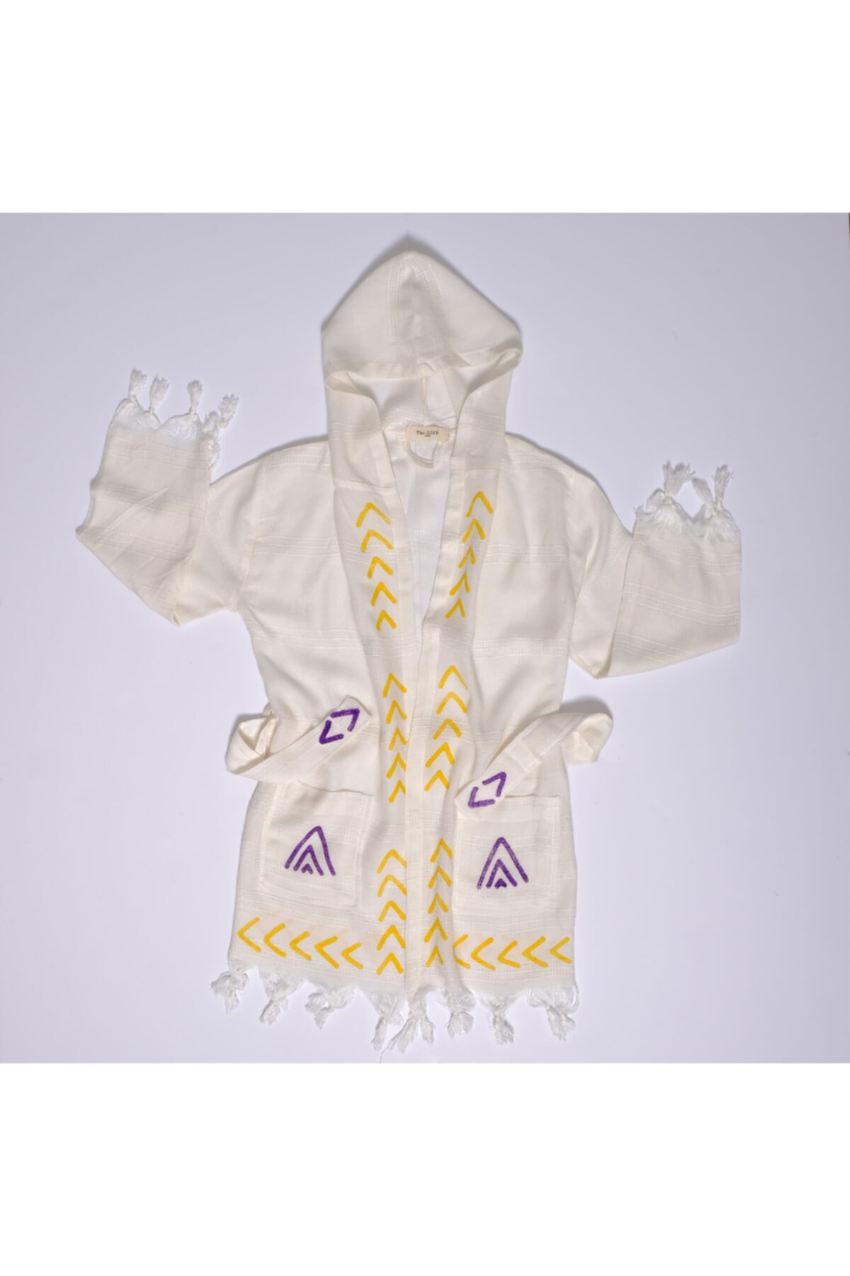 THE GOFF Kız Çocuk Beyaz Geometrik Desen Kimono