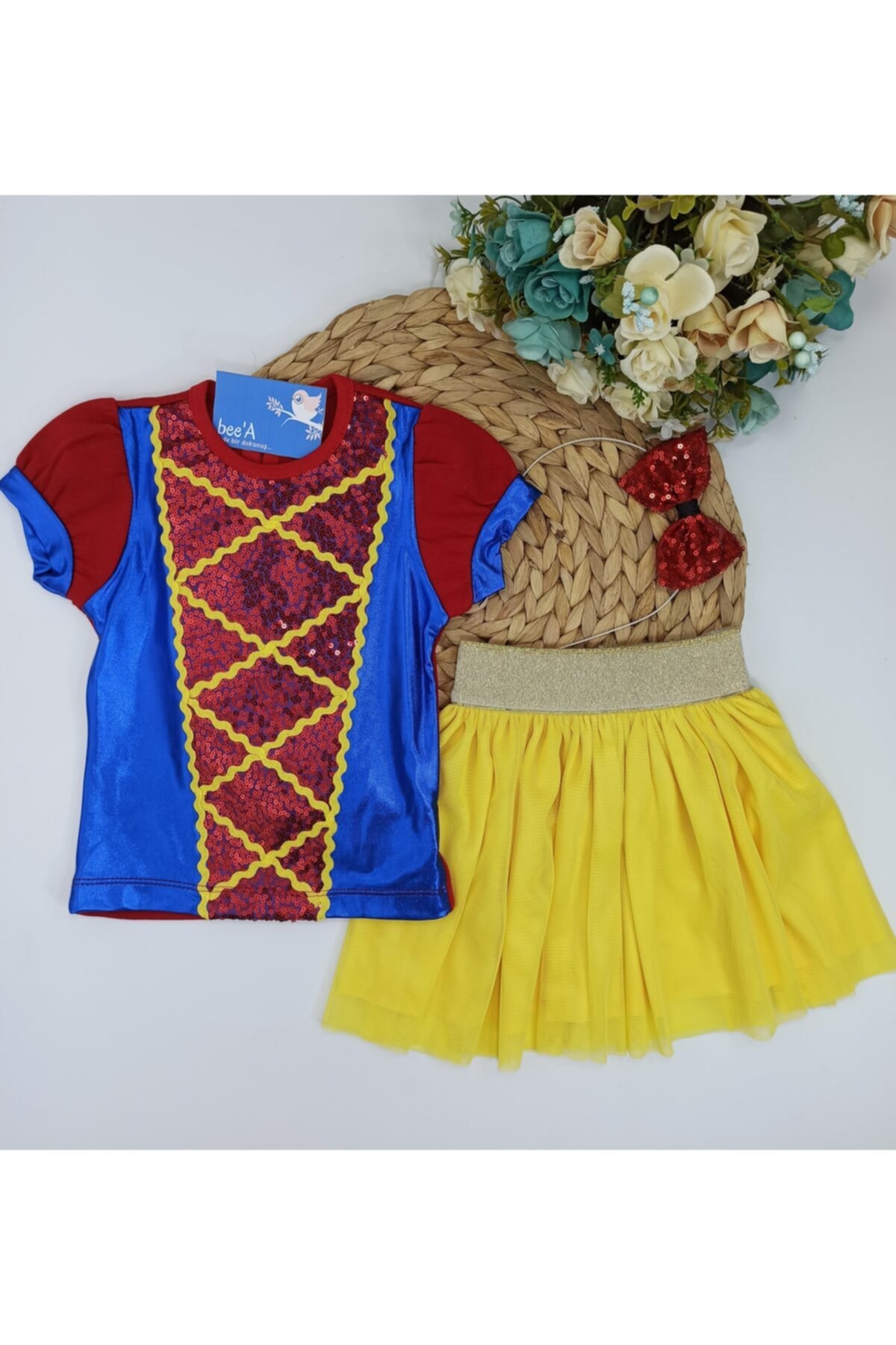 BEEA Kız Çocuk Taçlı Pamuk Prenses Kostümü