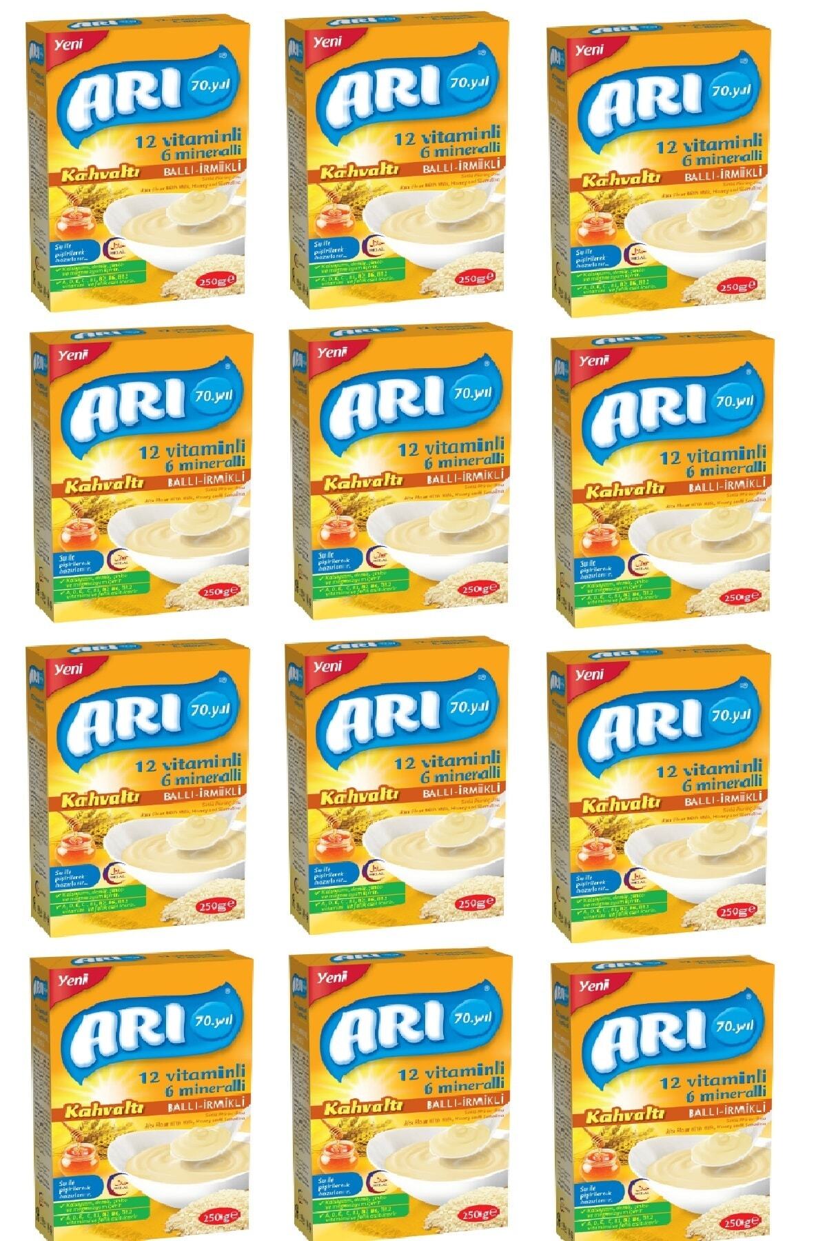 Arı Mama Arı 12 Vitaminli 6 Minarelli Sütlü Ballı Irmikli Kahvaltı 250 G X 12 Adet