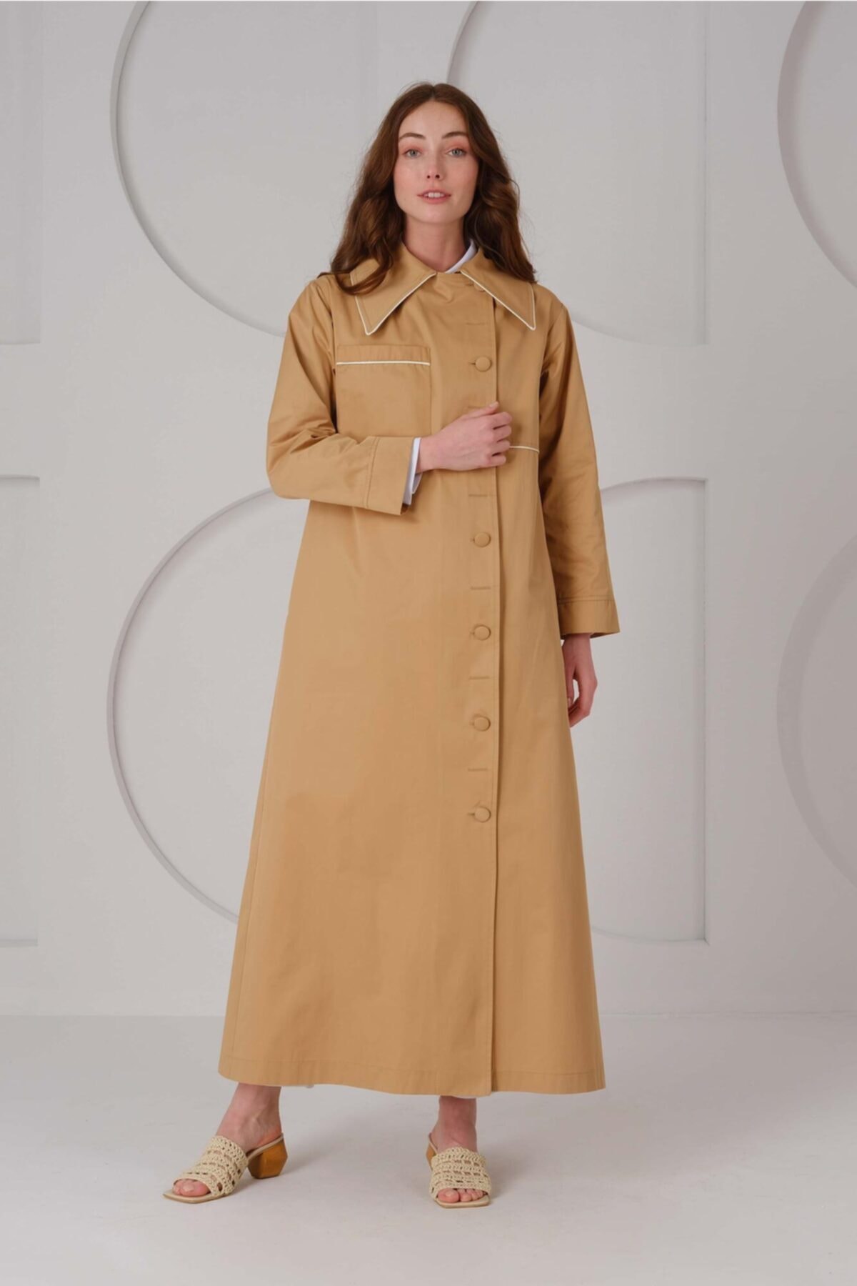 HEQA Kadın Pamuklu Pardösü Camel