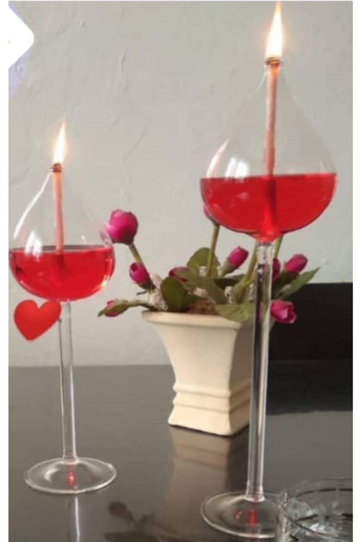 Muhtelif Damla Ayaklı Cam Kandil+ Kandil Yağı 400 ml 2'li
