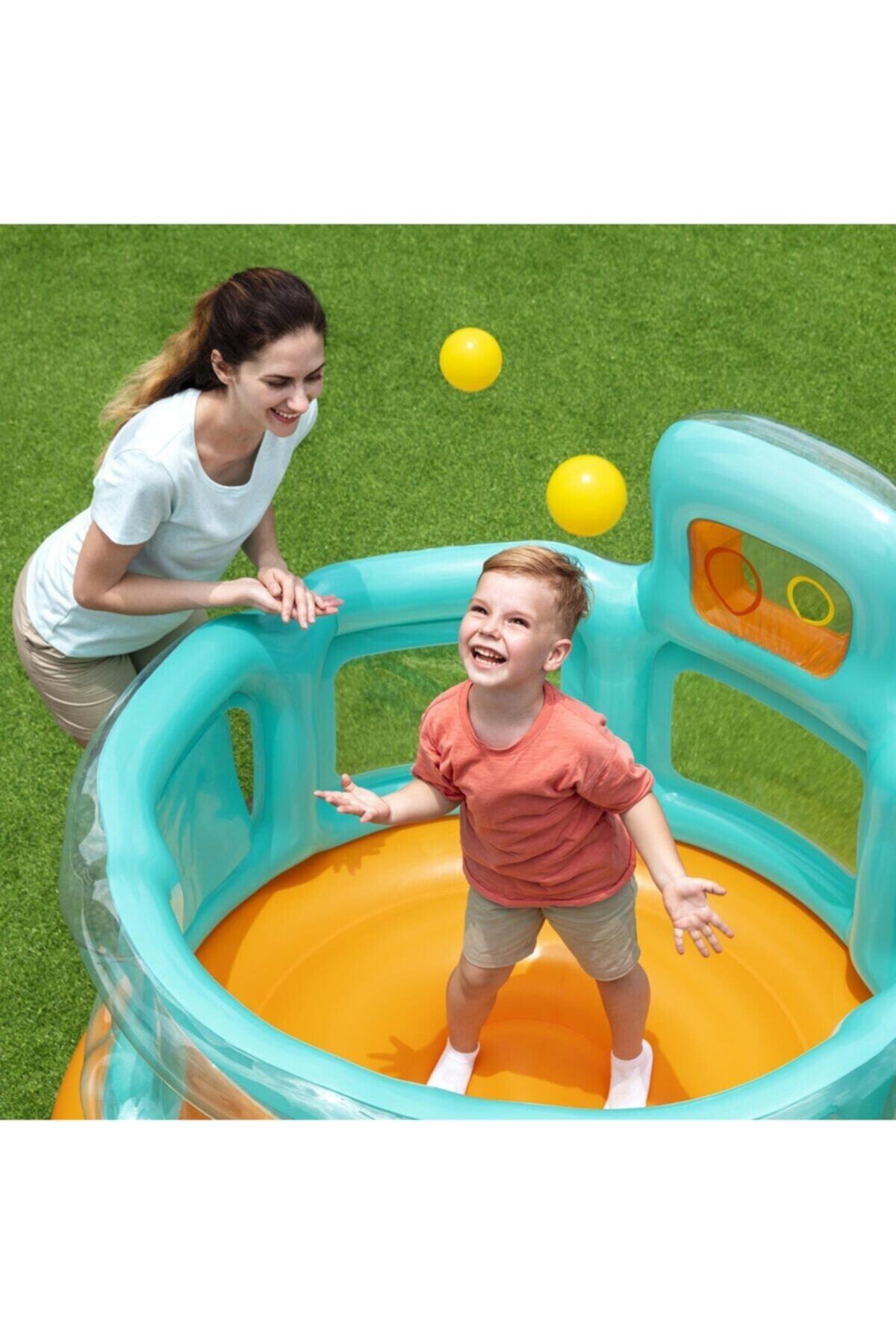 Muhcu Toys Çocuk Şişme Trambolin Top Oyun Havuzu Seti 152x152x117 cm
