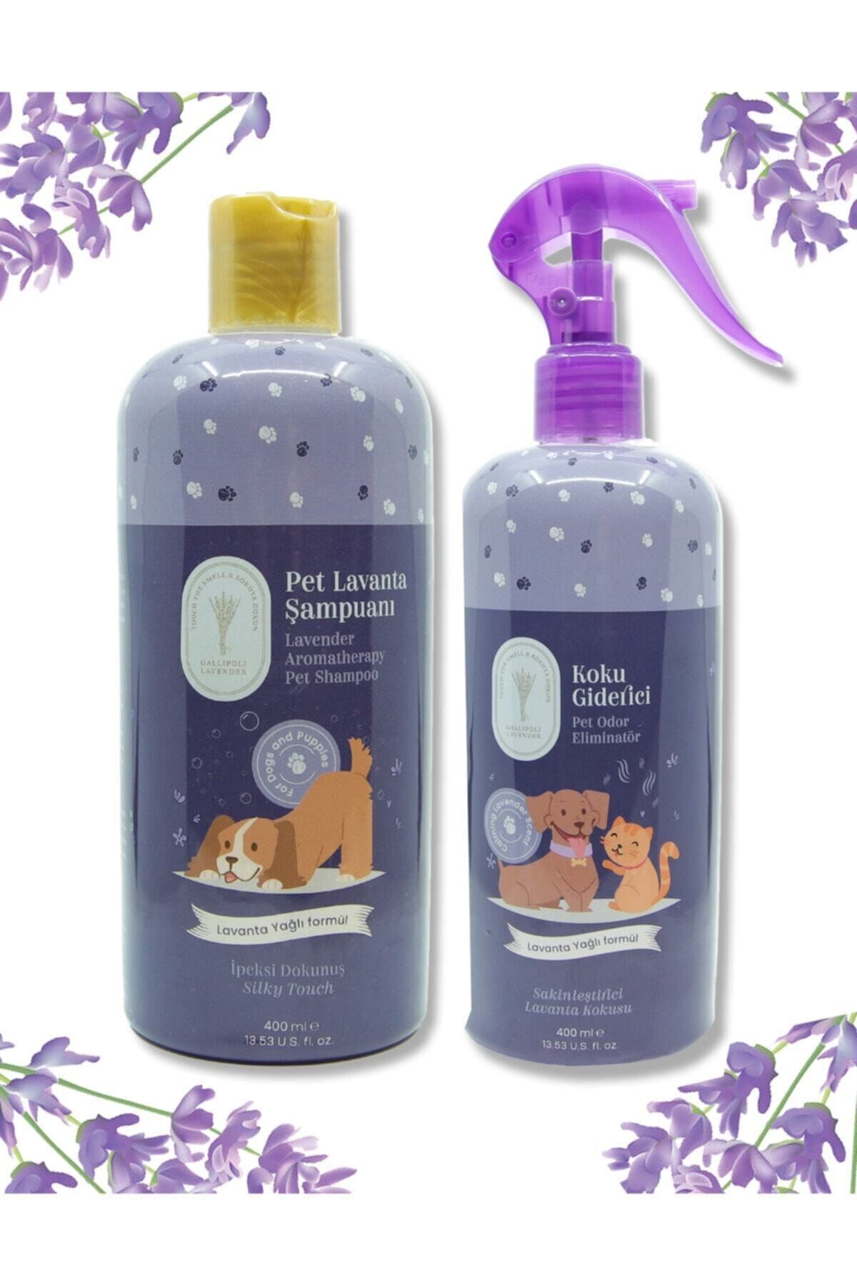 Gallipoli Lavender %100 Lavanta Yağlı Bitkisel 400ml Kedi Köpek Koku Giderici Sprey 400ml Köpek Şampuanı 2'li Pet Set