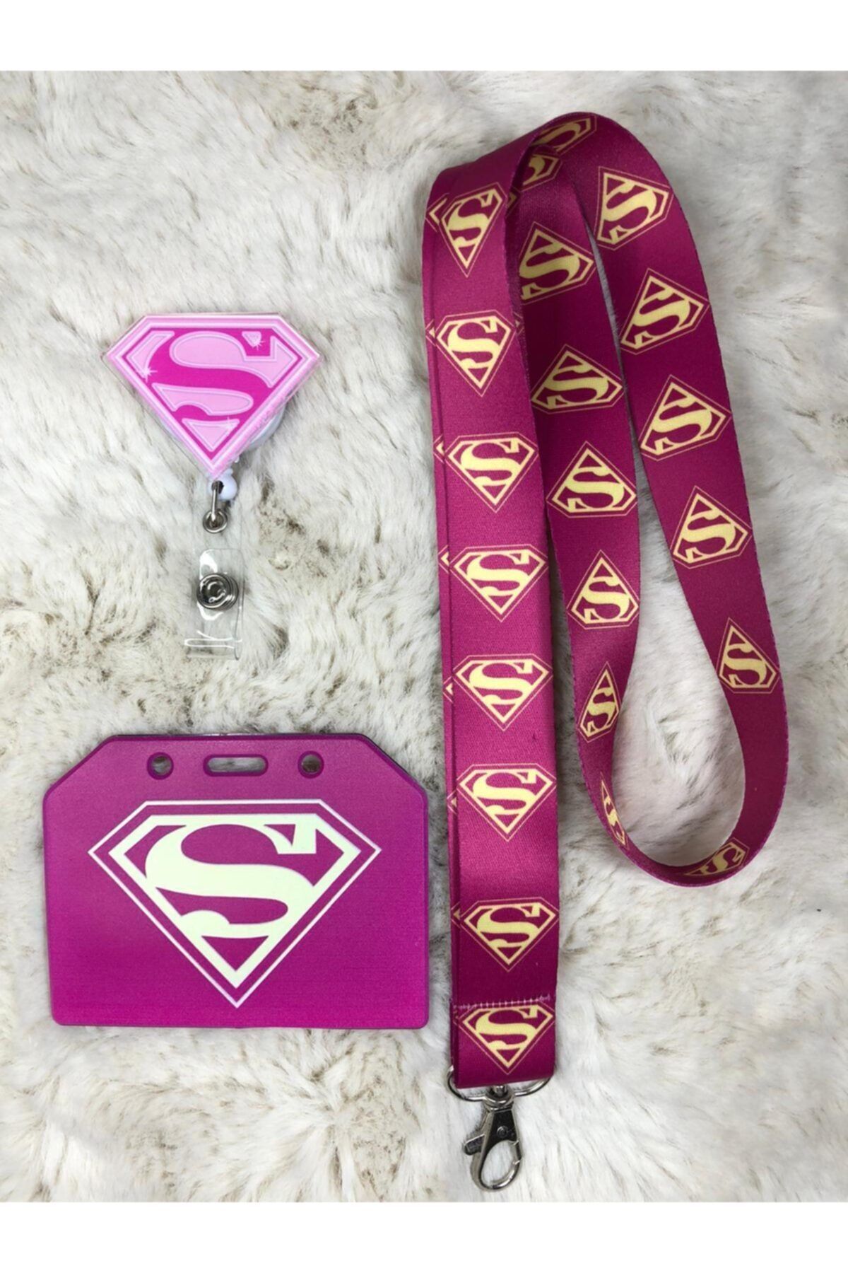 Hediyebum Süpergirl Boyun Askısı Yoyo Ve Yan Kartlık Set