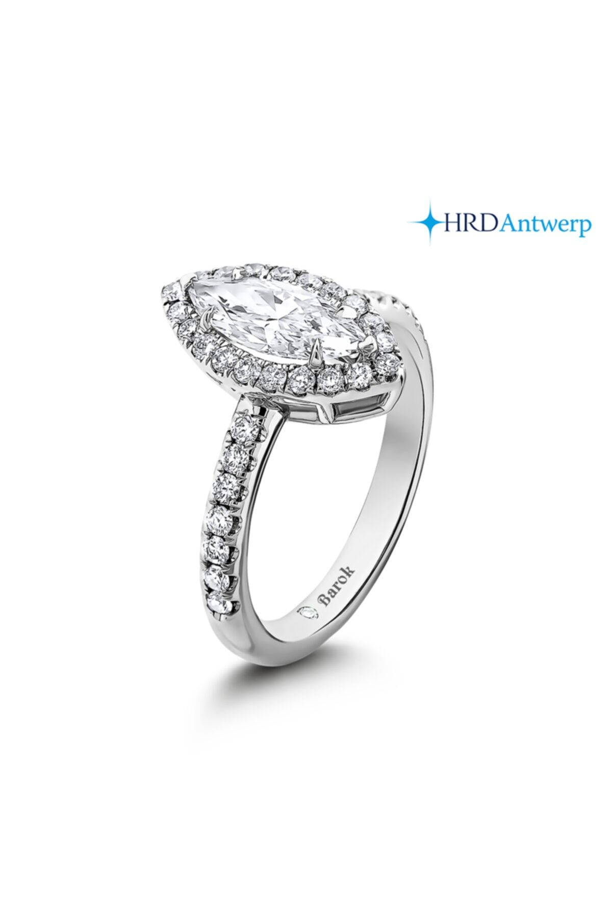 Barok Diamond Markiz Tektaş Pırlanta Yüzük 1.50 Ct E Vs Hrd Sertifikalı