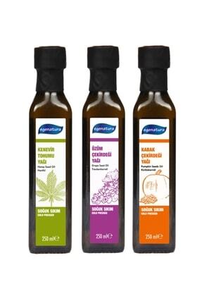 Kenevir Tohumu üzüm Çekirdeği kabak Çekirdeği Yağı 250 ml 3 lü Set Image 0