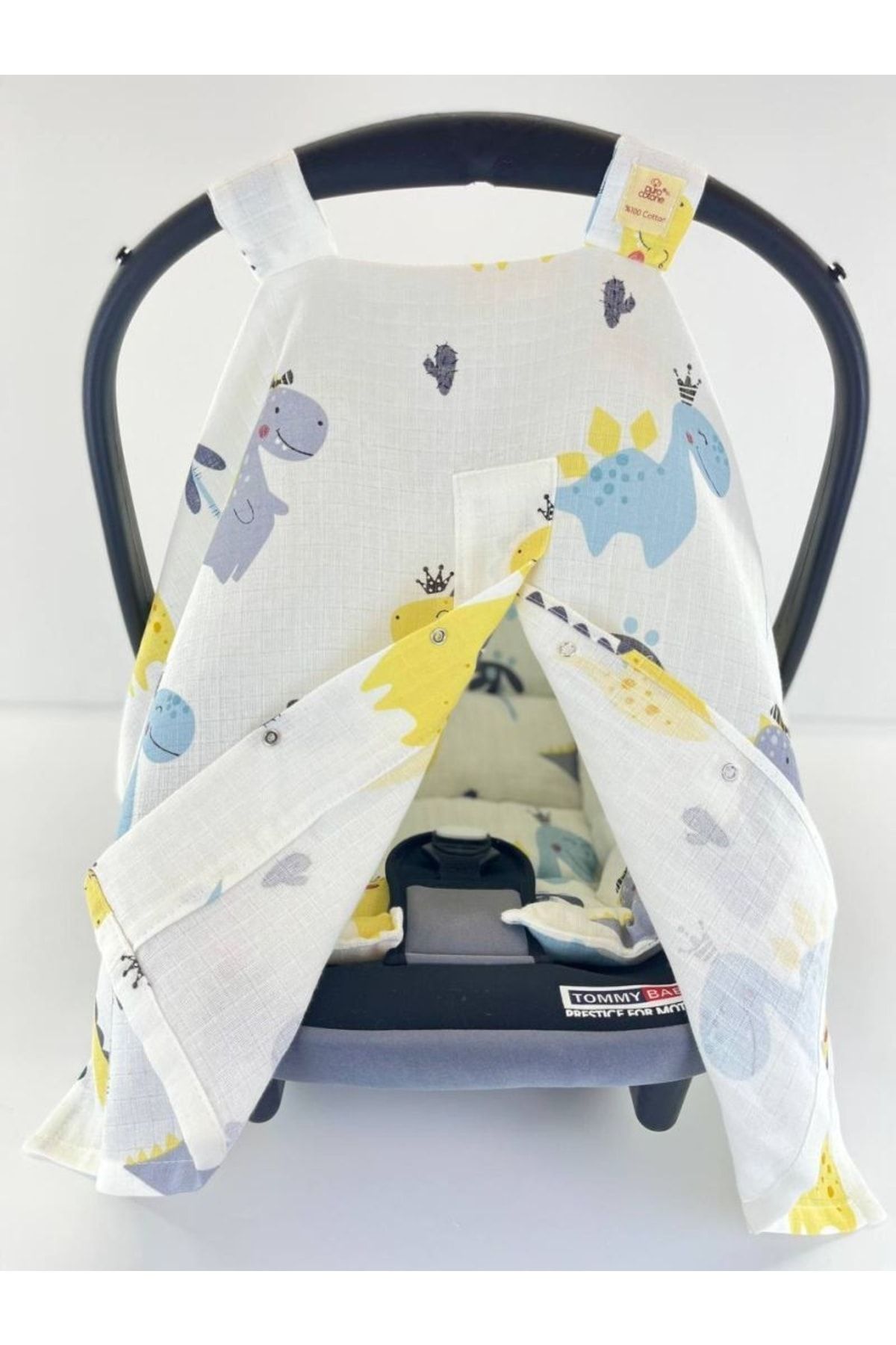 Puro Cotone Yellow Dinosaur Patterned Stroller Cover and Stroller