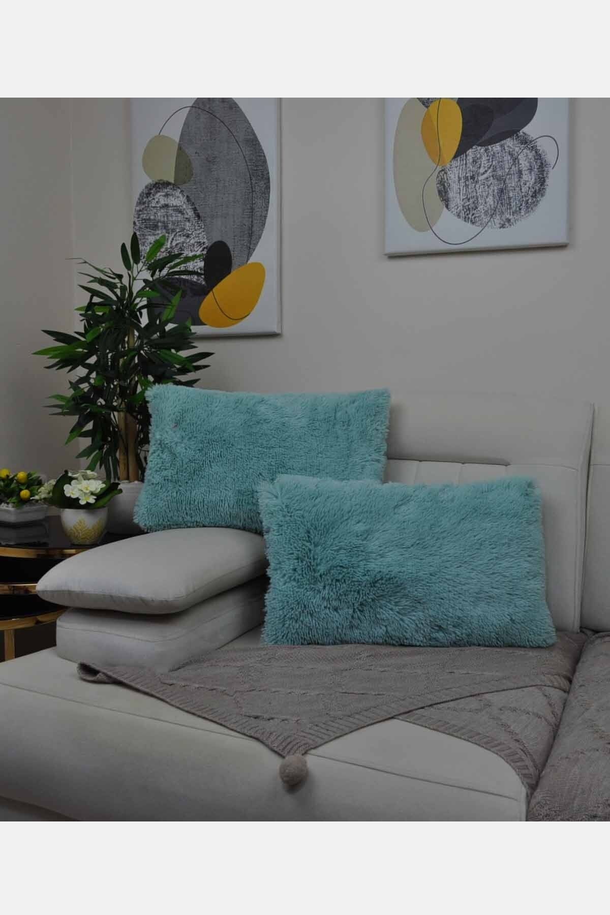 Mint green top fluffy pillows