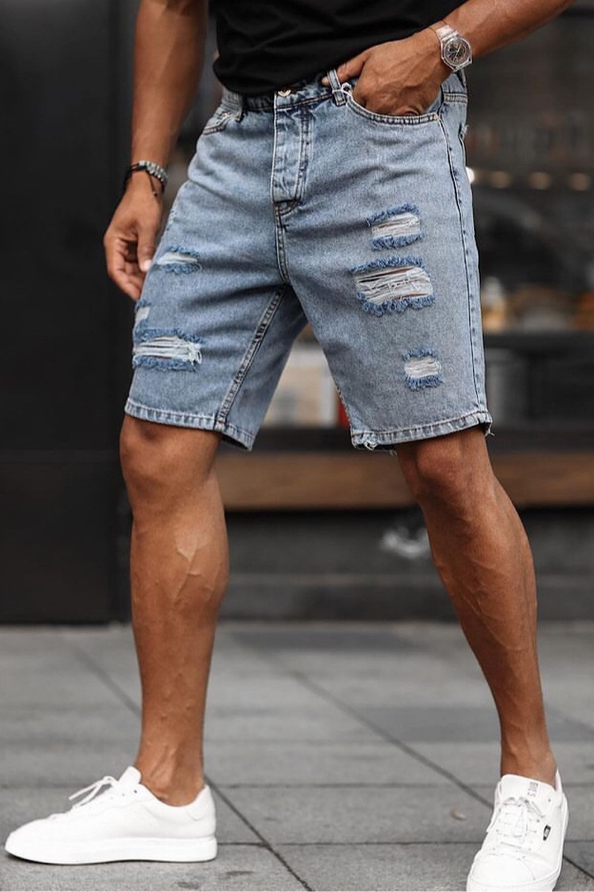 Ripped capri shorts new arrivals