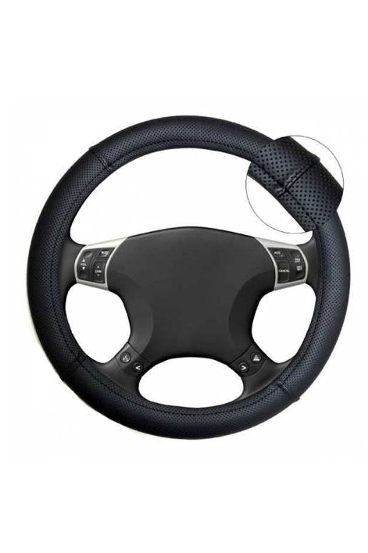 AutoFresh Hyundai Getz Uyumlu Direksiyon Kılıfı Terletmez Kaliteli Lüks Araca Özel Siyah Suni Deri