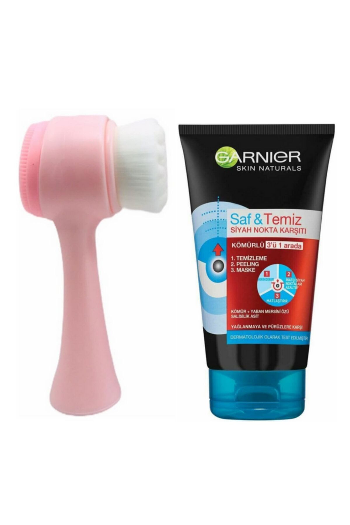 Garnier Siyah Nokta Karşıtı Kömürlü 3ü1 Arada 150ml Ve Fluweel Cilt Yüz Temizleme Fırçası Pembe