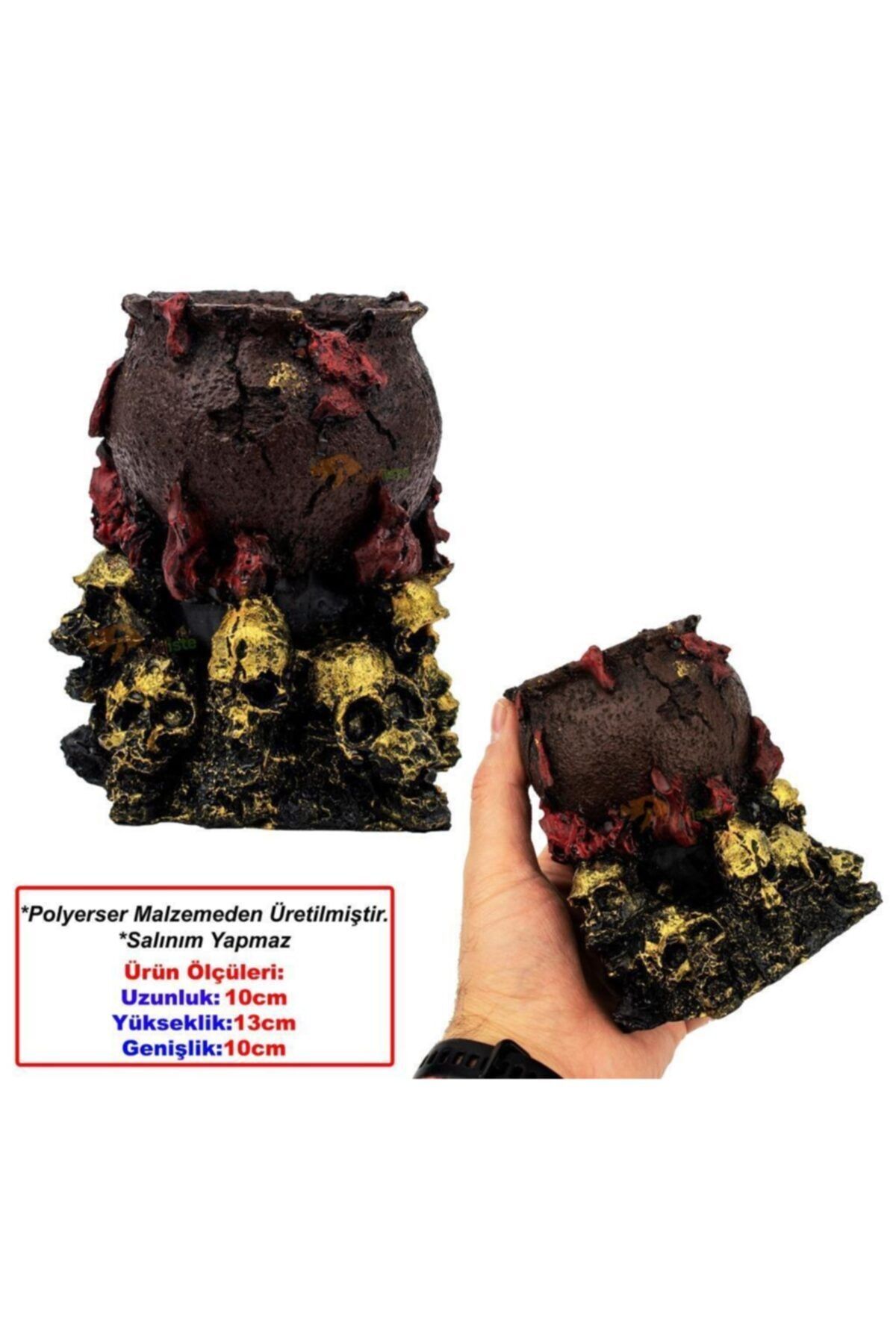 Ans Premium Cadı Kazanı Akvaryum Dekoru 13x10x10cm