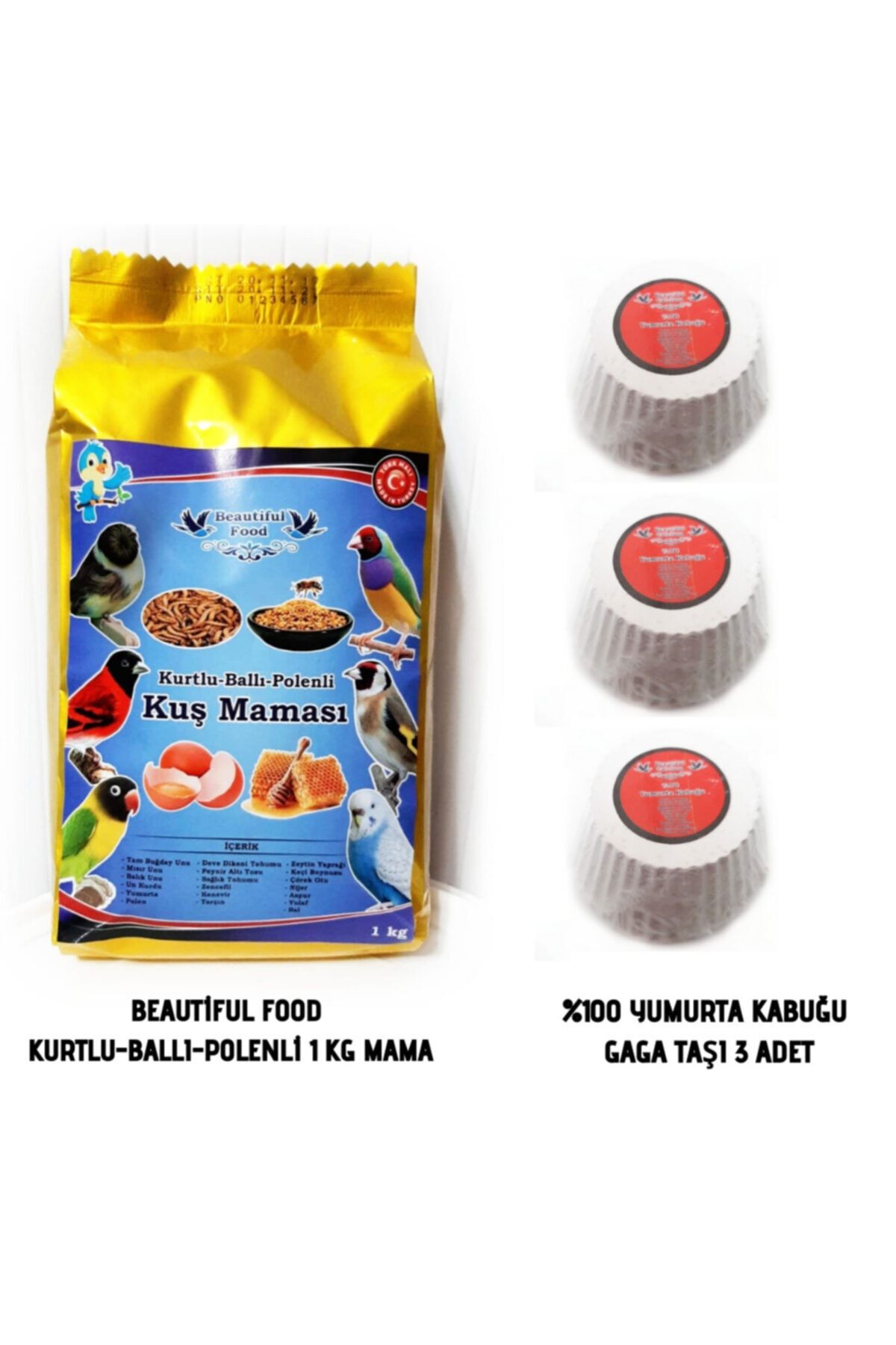 Apex Beautiful Food Kurtlu Kuş Maması 1 Kg + 3 Adet Gaga Taşı