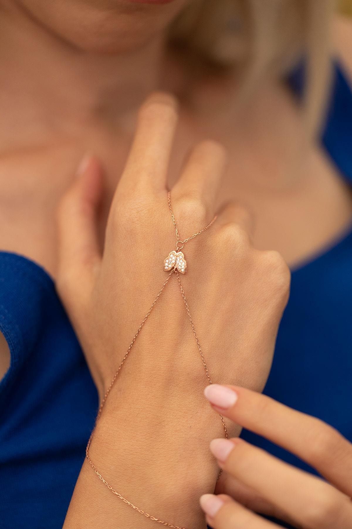 İzla Design Kadın Kelebek Model Rose Kaplama Gümüş İtalyan Şahmeran PKT-TLYSLVR0203