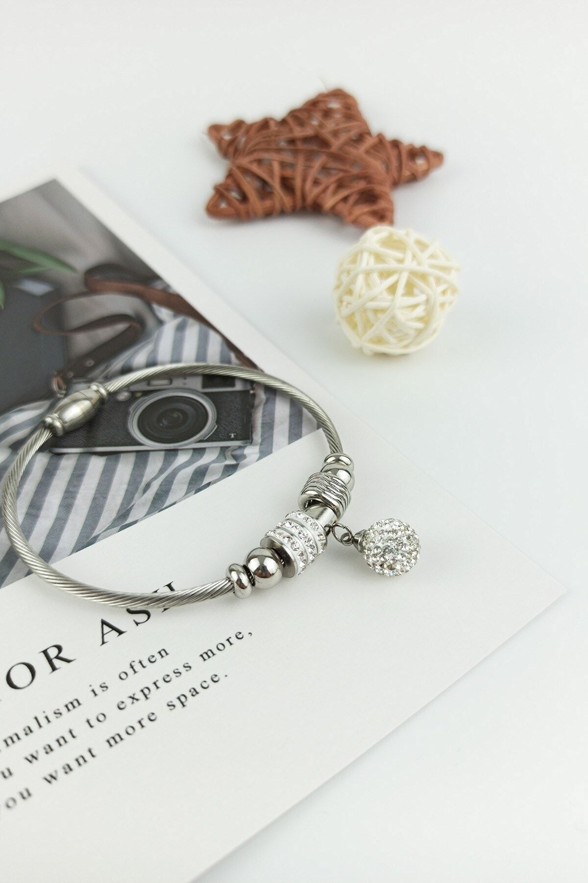 Çlk Accessories Zirkon Topçuklu Mıknatıslı Bileklik B600