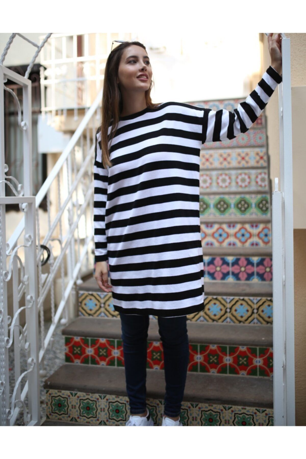 PASTELASTORE Oversize Çizgili Triko