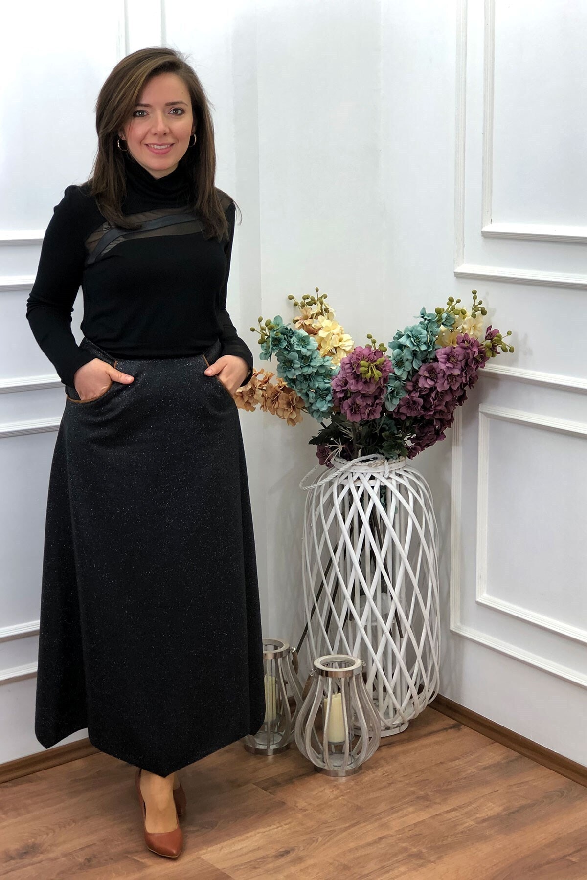 miaruj Kadın Asimetrik Deri Etek