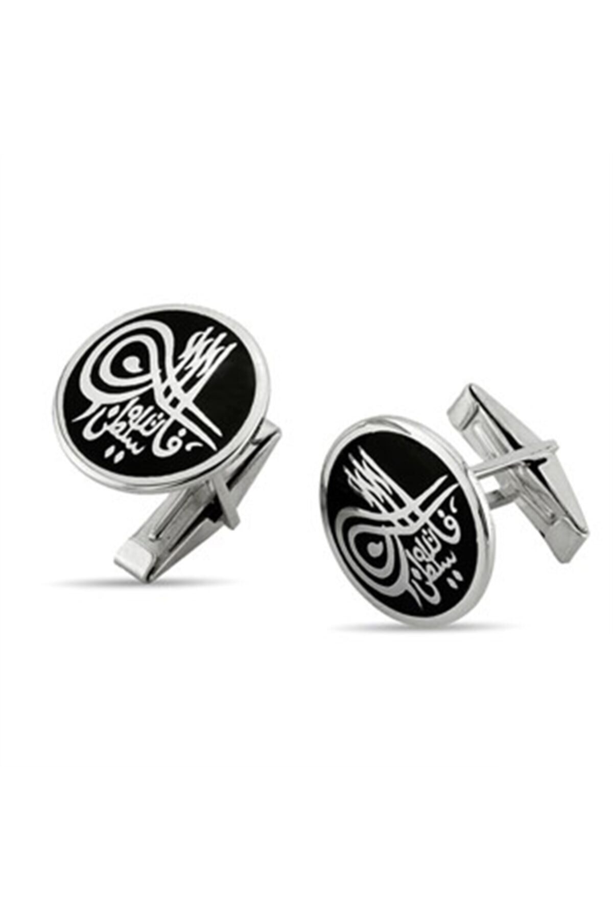 Nali Şerif Gümüş Osmanlı Tuğralı 925 Ayar Gümüş Kol Düğmesi