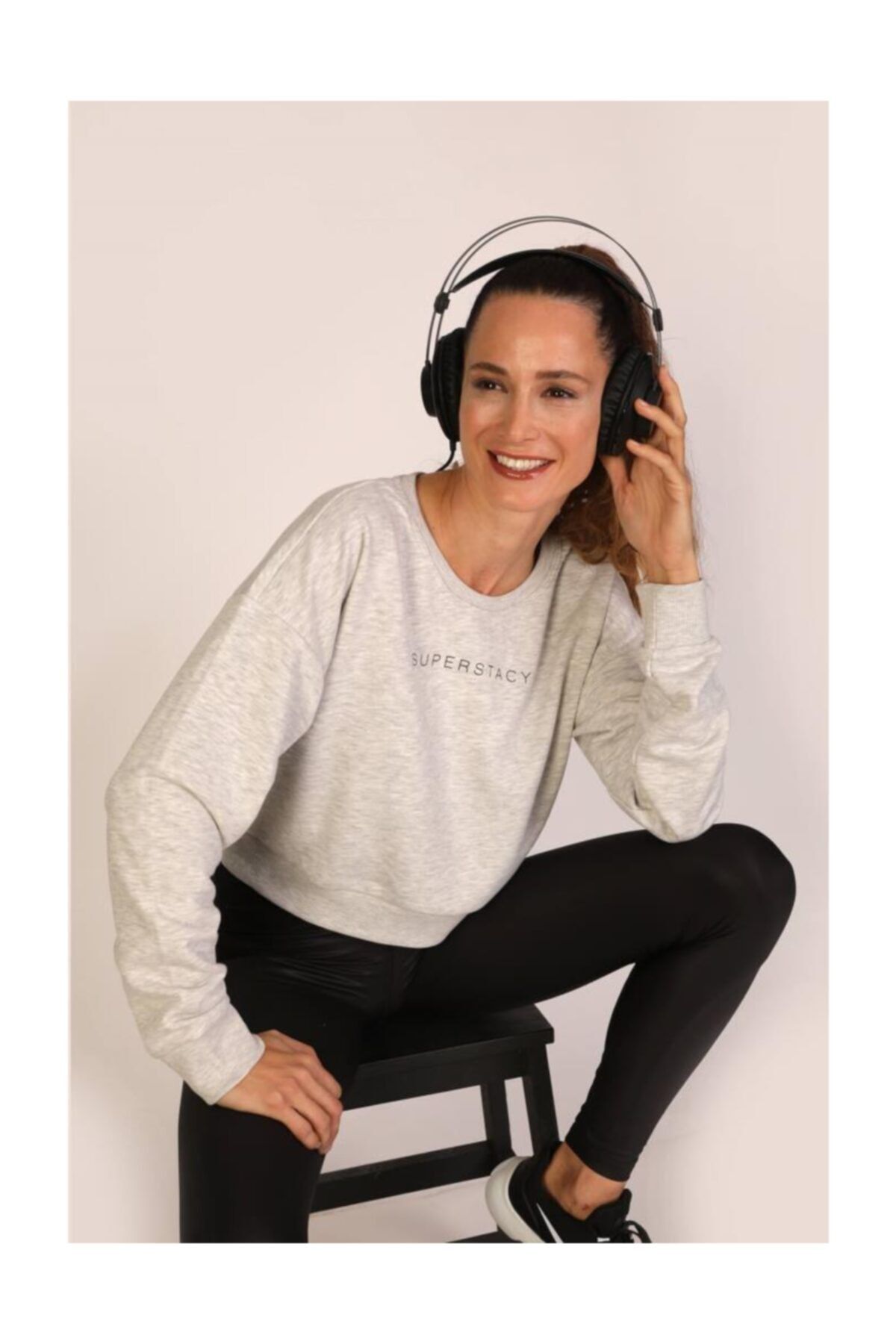 Superstacy Kısa Spor Gri Sweatshirt