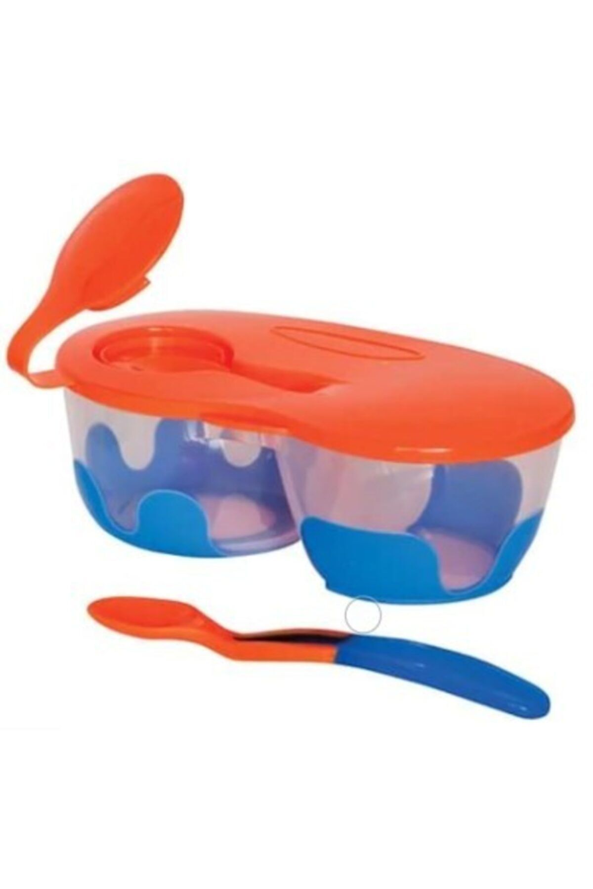 Bebedor 8559 2 Bölmeli Tabak & Kaşık 6+ Ay Turuncu-mavi