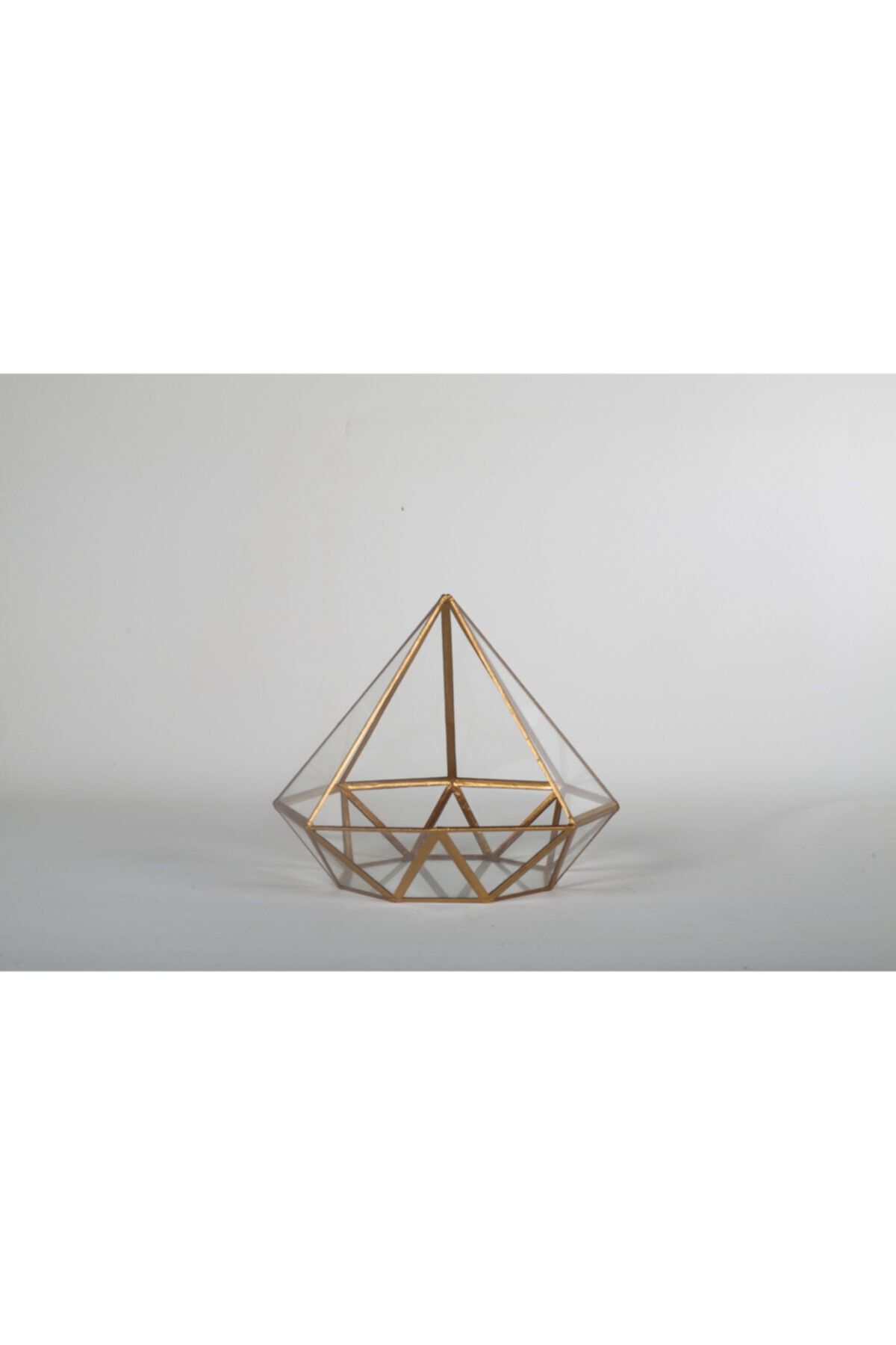 izmirteraryumkonsept Geometrik Cam Fanus Teraryum Diamond (elmas) Gold Büyük Boy