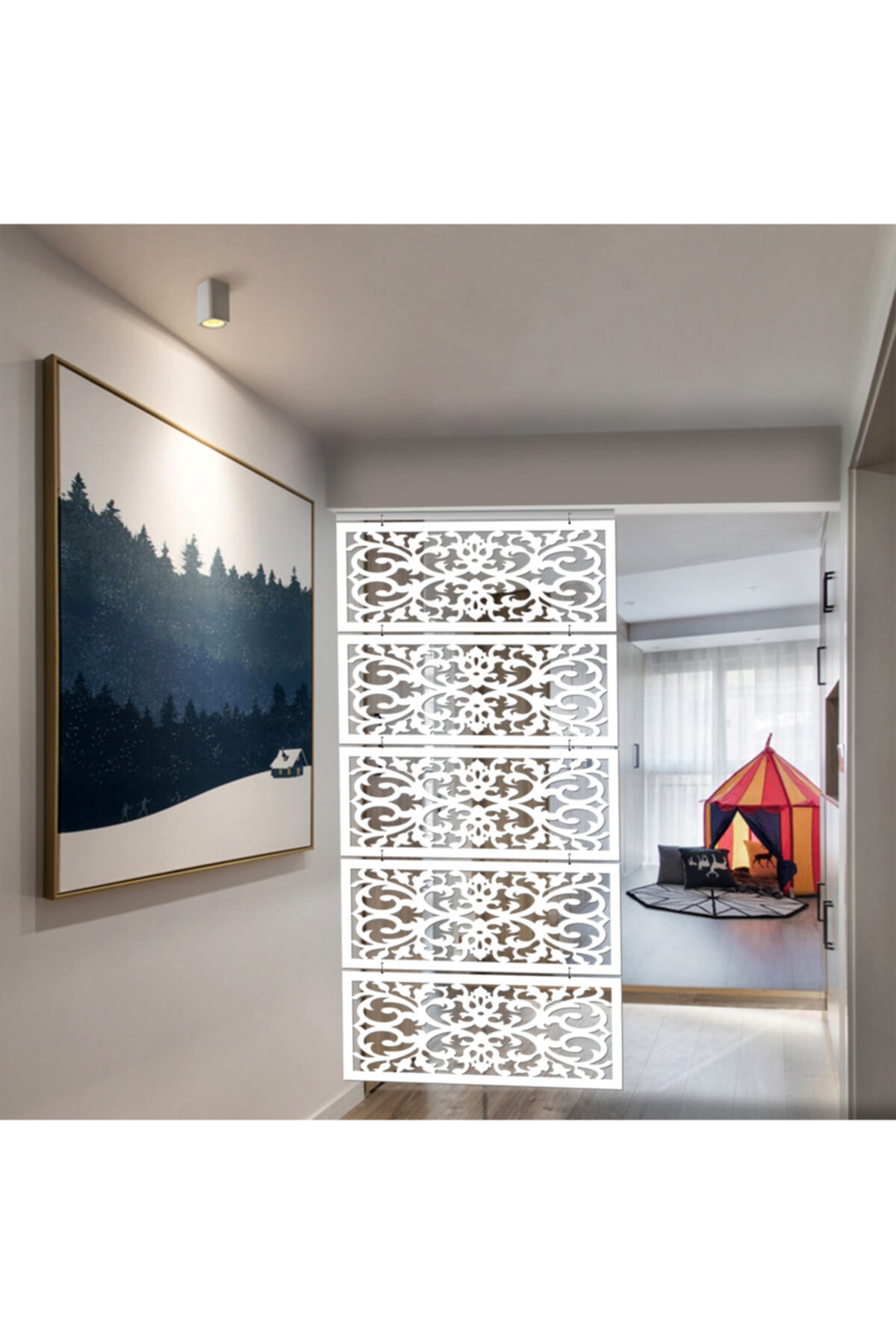 Liar Dekor Liar Askılı Seperatör (Paravan) - LAS-204 - (100 cm x 210 cm) - (Beyaz)