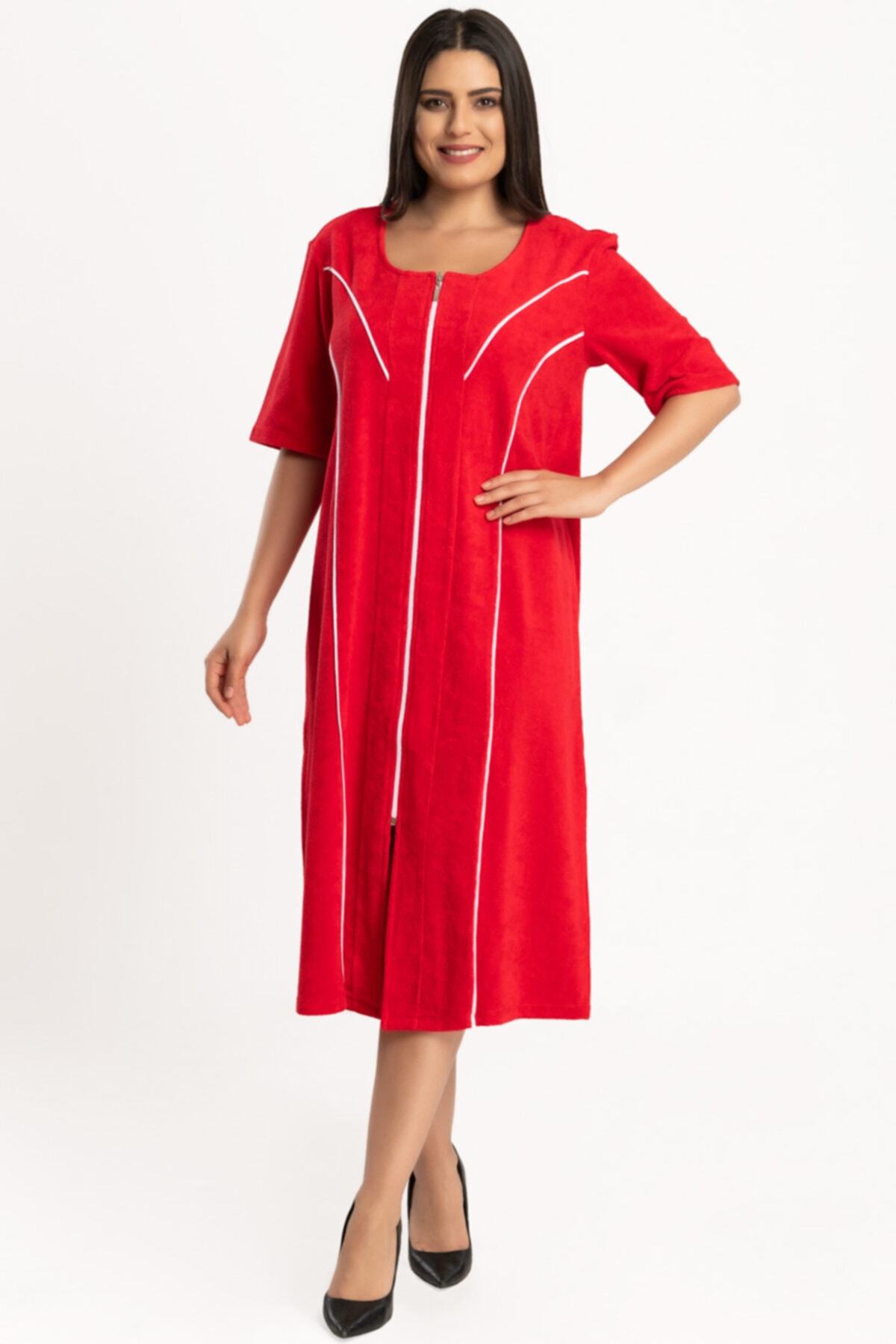 HEPİSİZE TEKSTİL Uzun Kırmızı Havlu Sabahlık