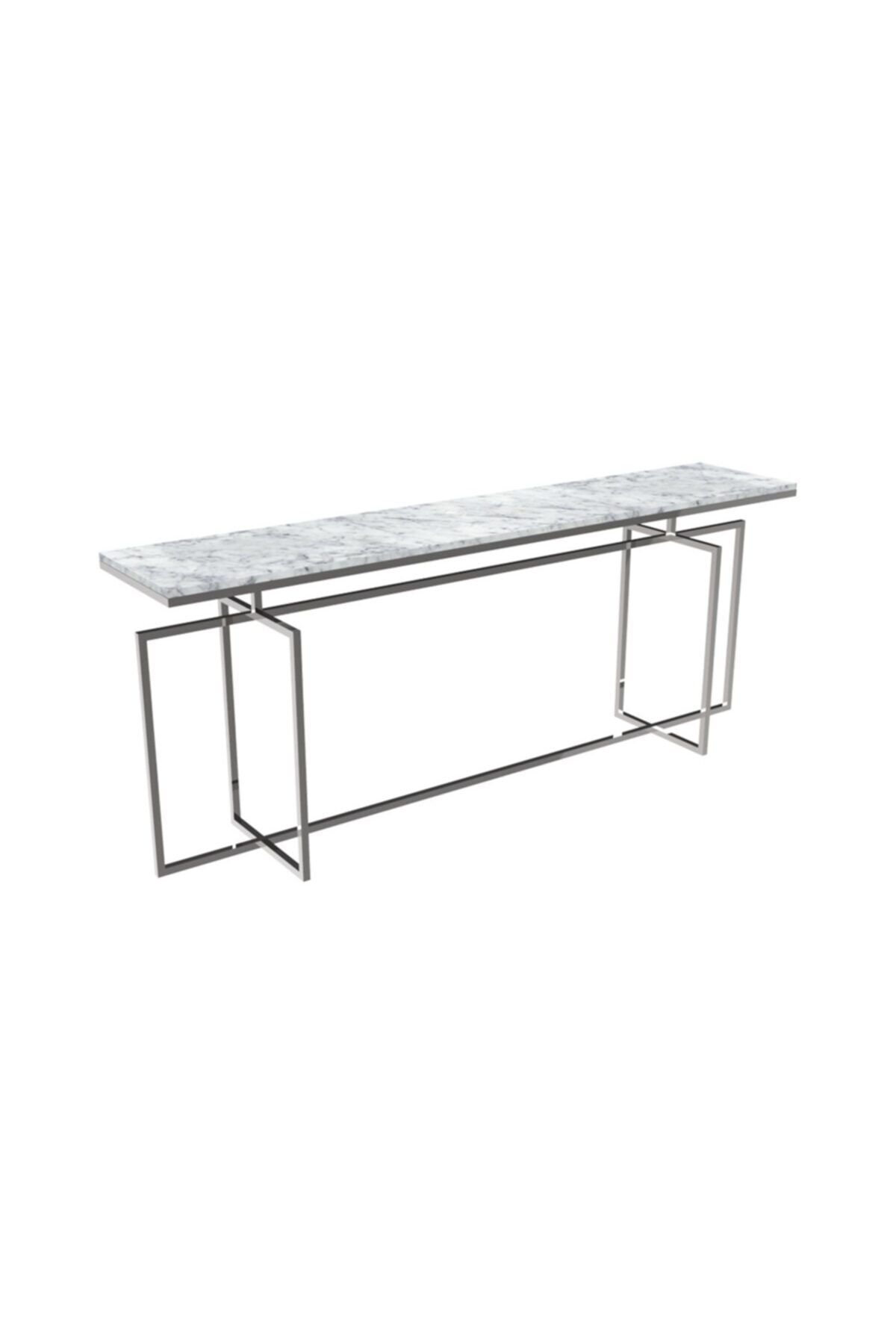MAKSA Anji 200cm Carrara White Parlak Paslanmaz Konsol