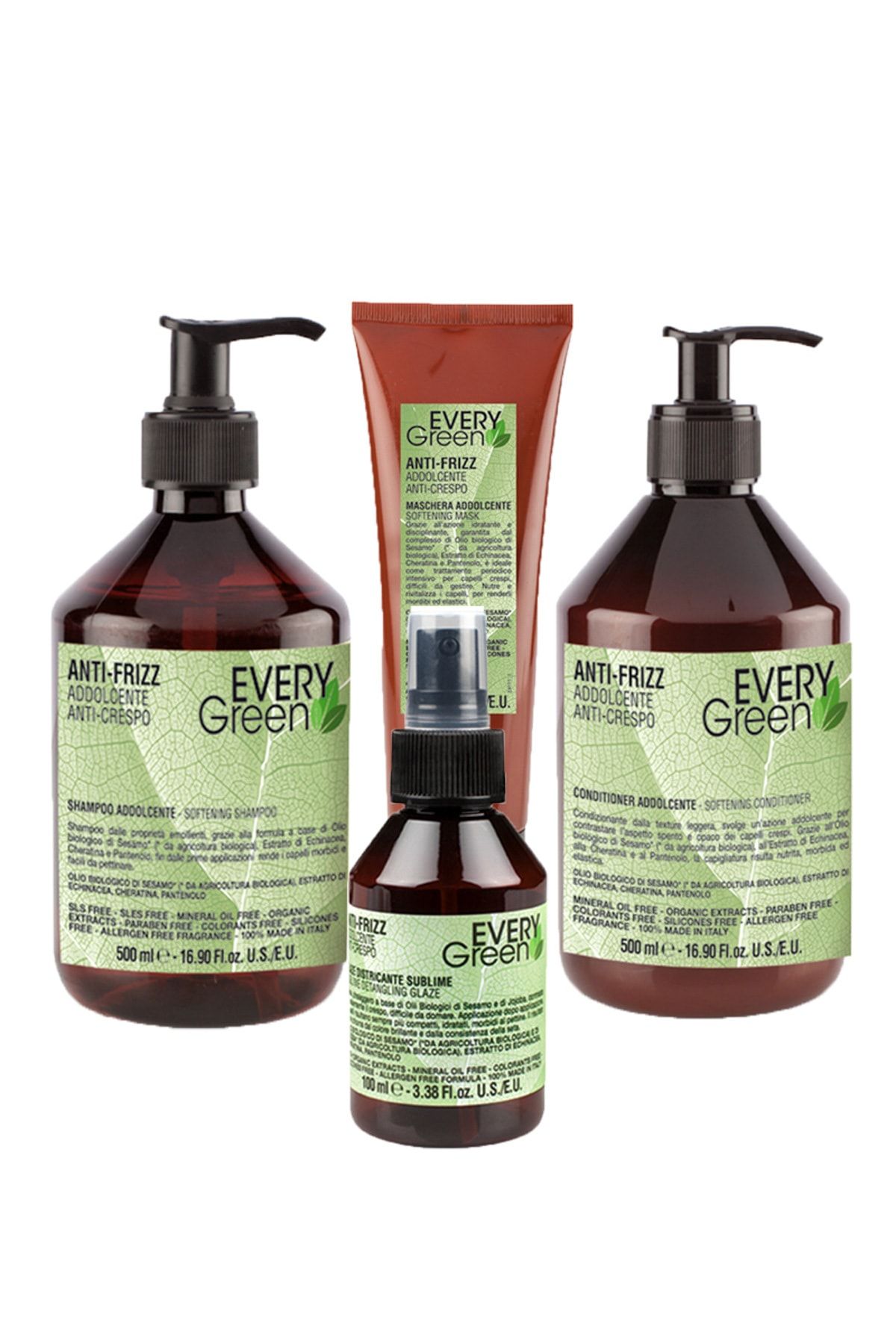 EveryGreen Kabarma ve Elektriklenme Karşıtı Anti Frizz - Asi Kabaran Saçlar Serisi  Şampuan 500ml+Krem 500ml