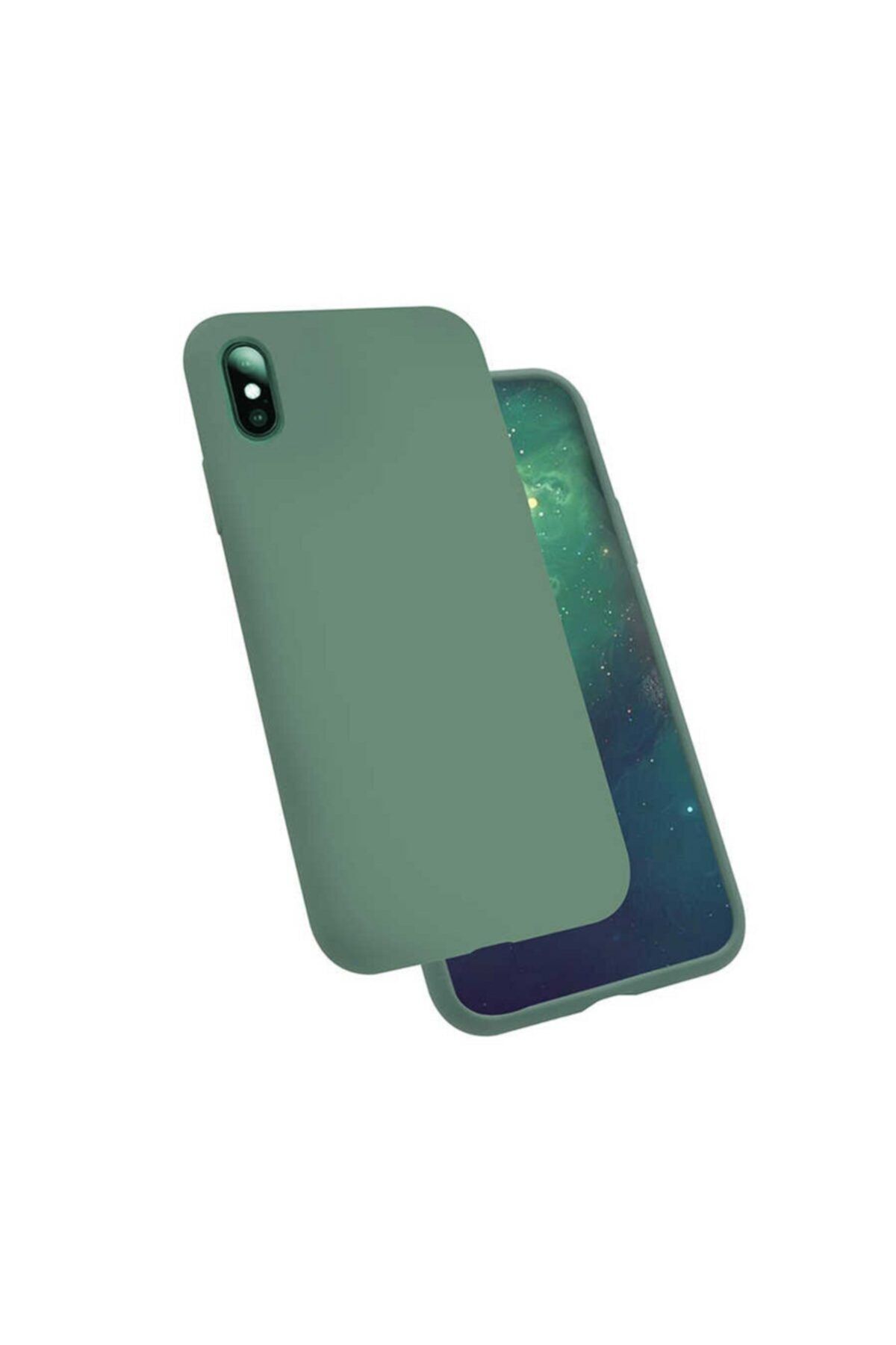 Casetagram Iphone X - Xs Kılıf Içi Kadife Dışı Mat Silikon Koyu Yeşil + 5d Cam