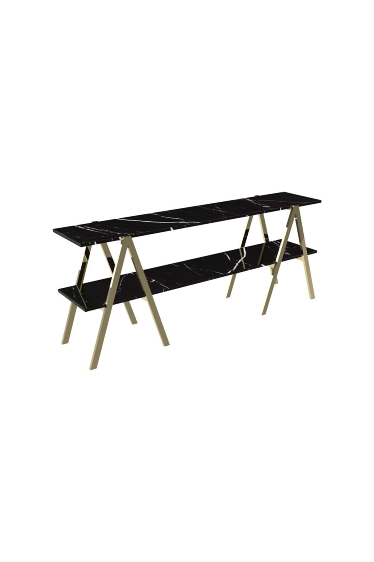MAKSA Blaca 200cm Alexandrette Black Parlak Pirinç Konsol