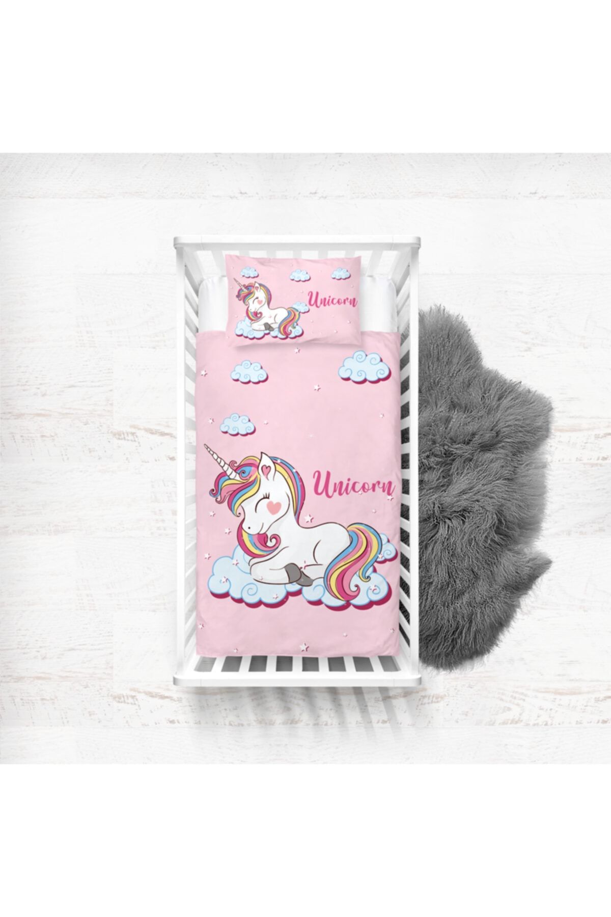instababyrooms kiz cocuk odasi pembe unicorn desenli yatak ortusu fiyati yorumlari trendyol