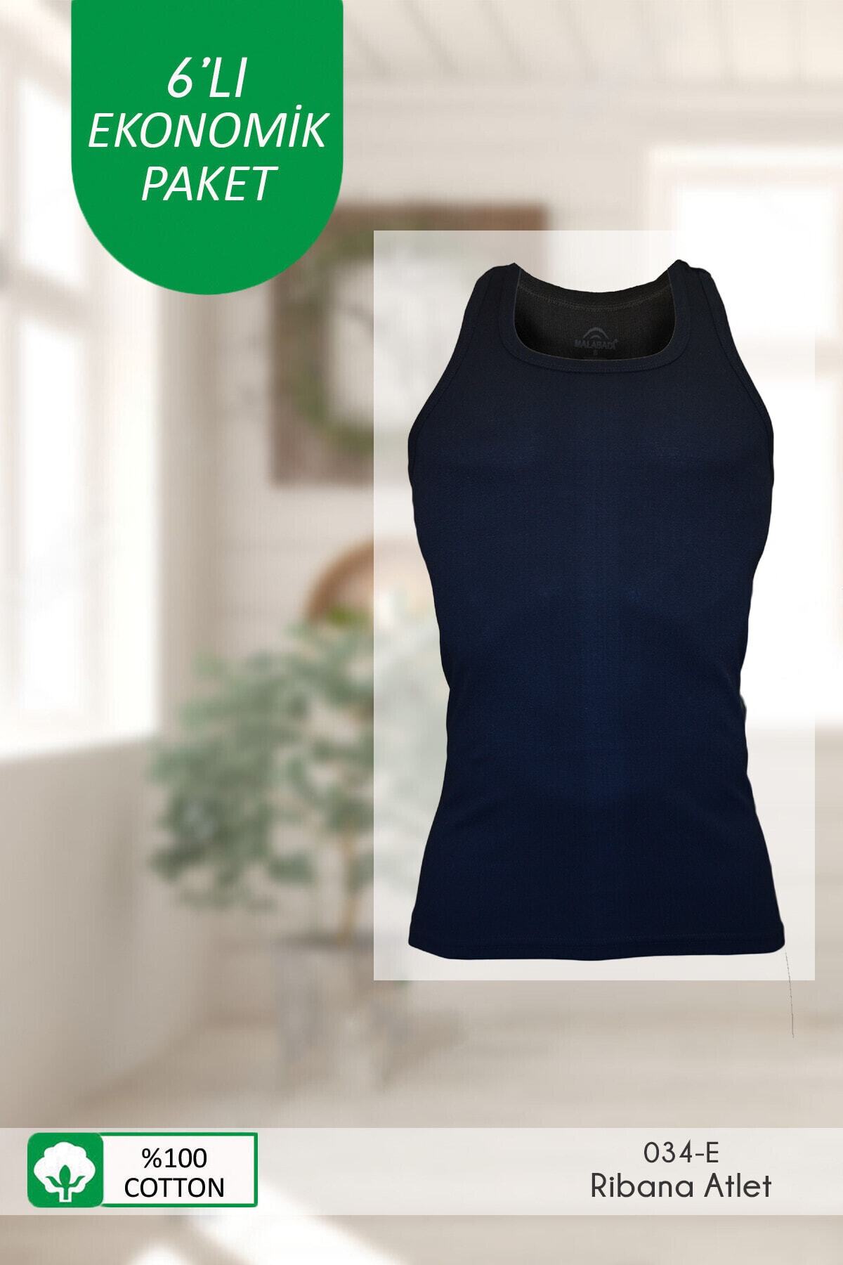 Malabadi Erkek Siyah 6 Lı Paket E Serisi 100% Pamuklu Ribana Atlet 034 - E