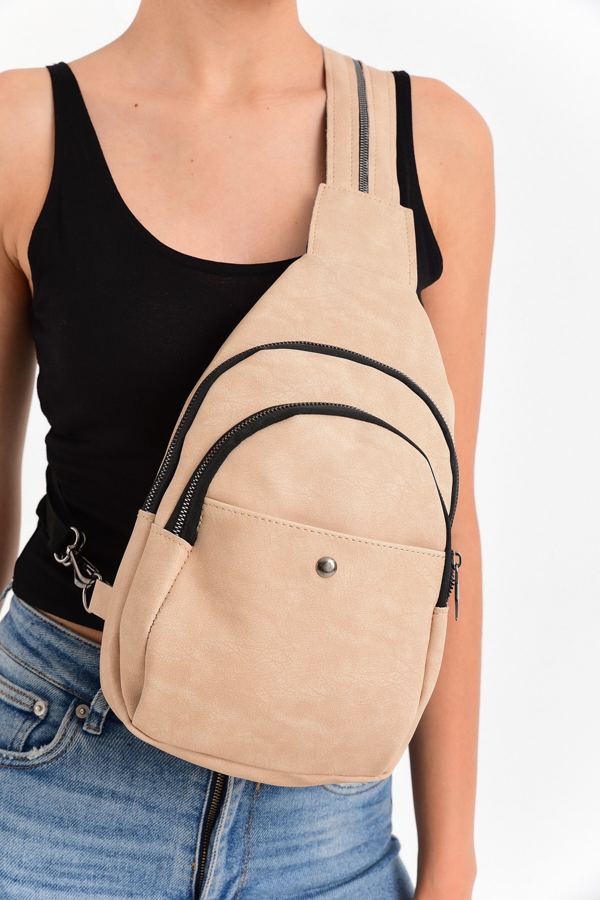 Bagzone Trok Detaylı İki Bölmeli Bel Çantası