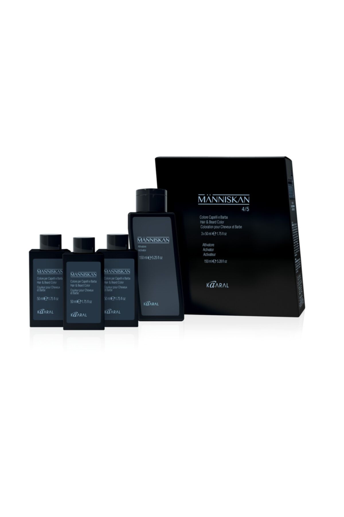 Kaaral Mannıskan Saç Sakal Boyası 3*50 ml + 150 ml Oksidan 4/5