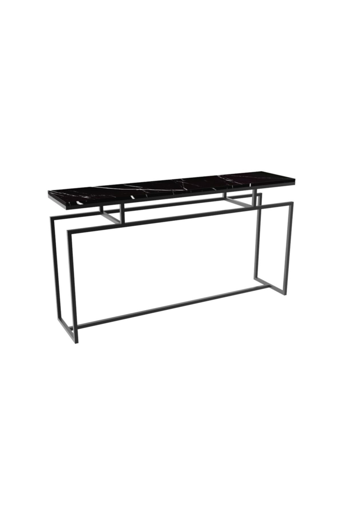 MAKSA Fabrizia 150cm Alexandrette Black Mermer Metal Üzeri Mat Siyah Statik Boyalı Konsol