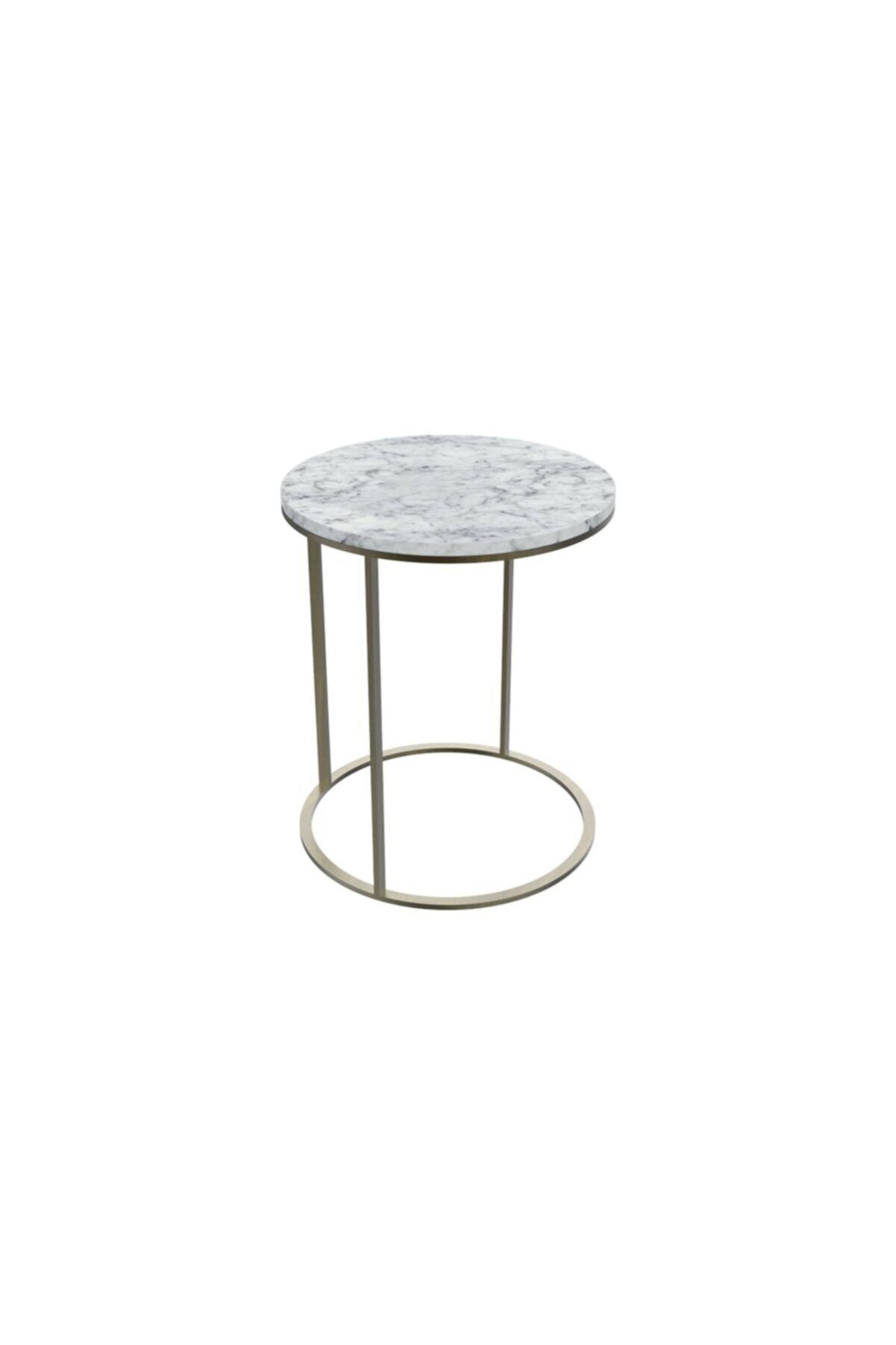 MAKSA Giachetta Carrara White Antik Eskitme Pirinç C Sehpa
