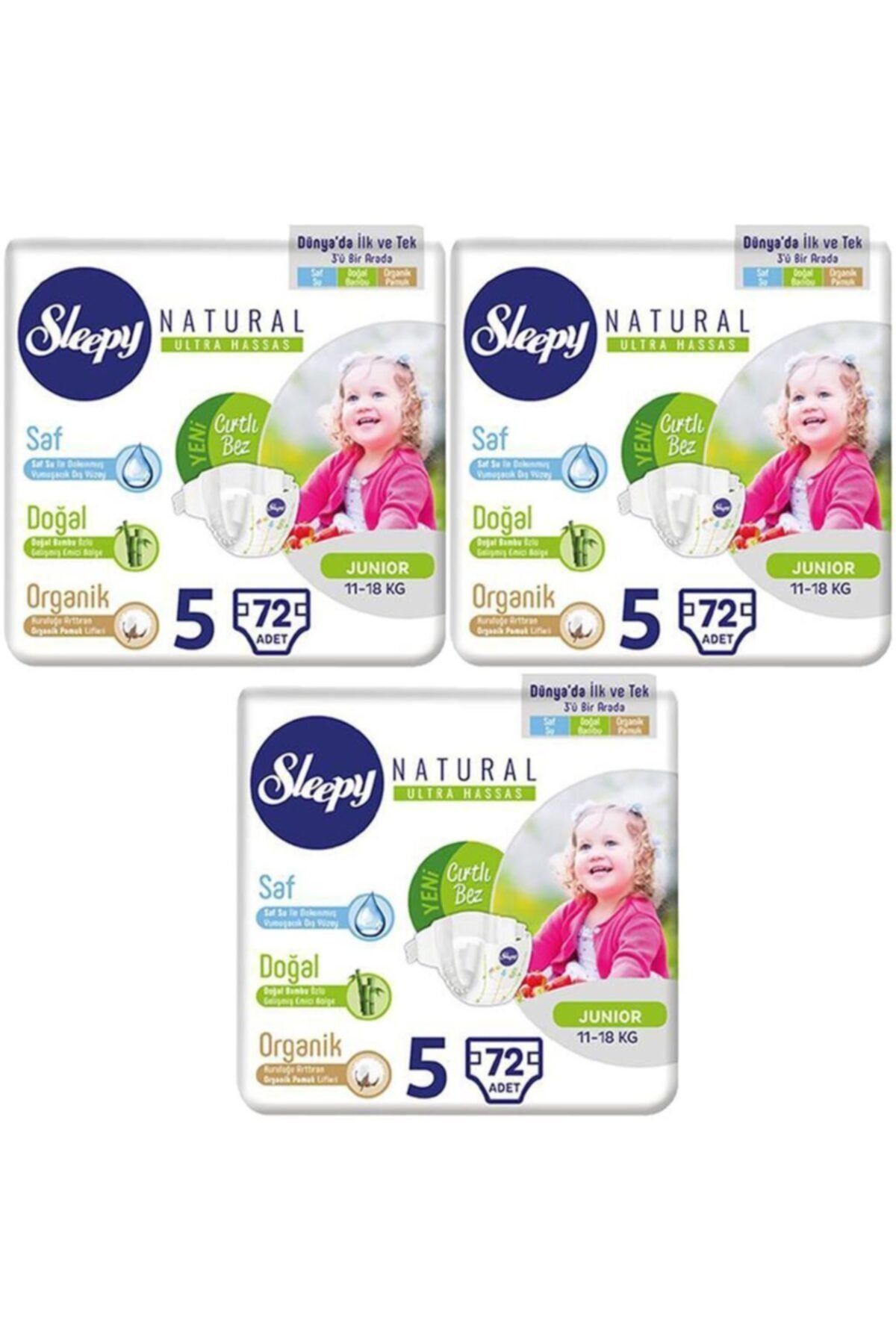 Sleepy Natural Bebek Bezi 5 Beden 72x3 216 Adet