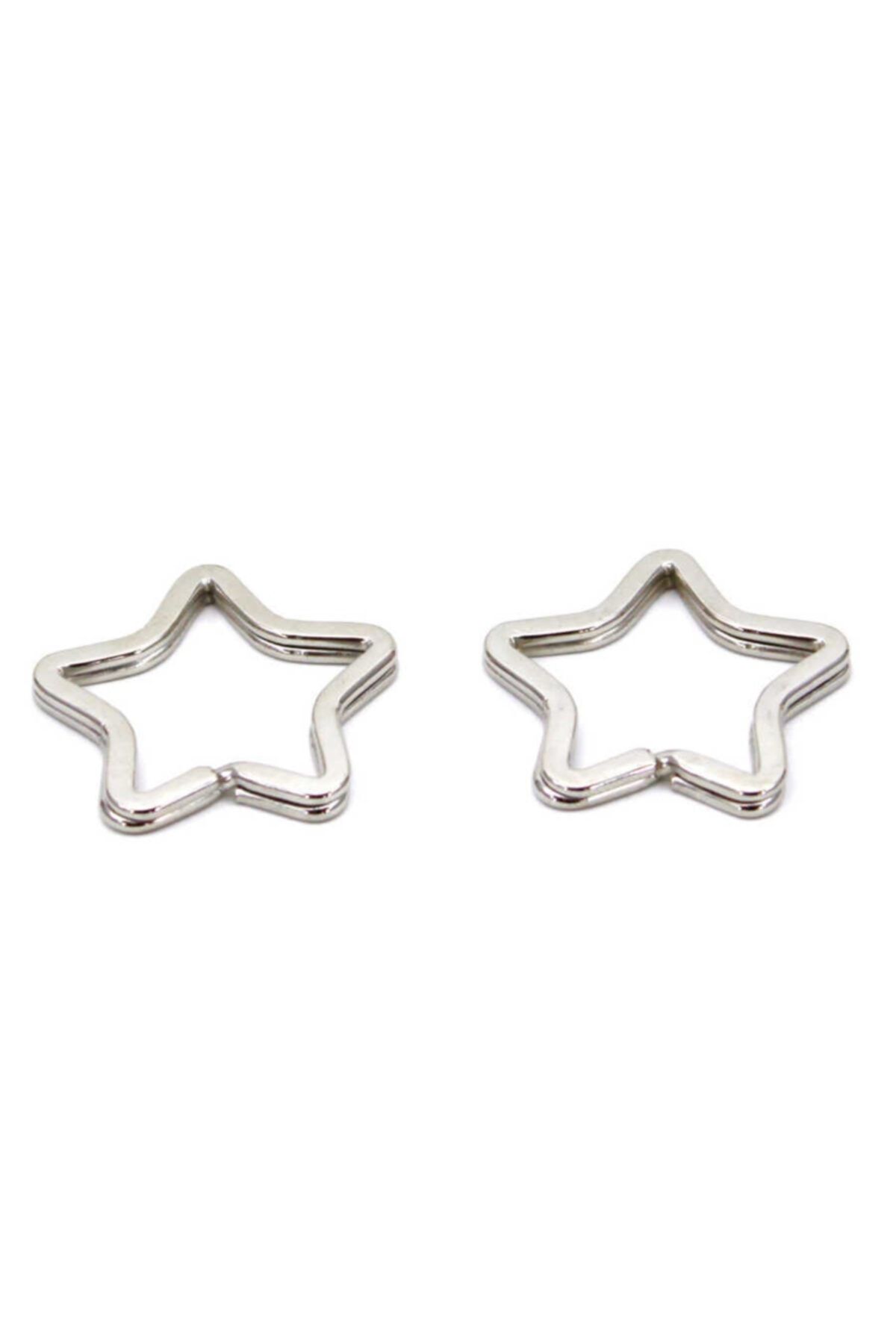 Ertürk Metal Aksesuar 32x34 mm Yıldız Anahtarlık Halkası, Nikel Kaplama 10 Adet