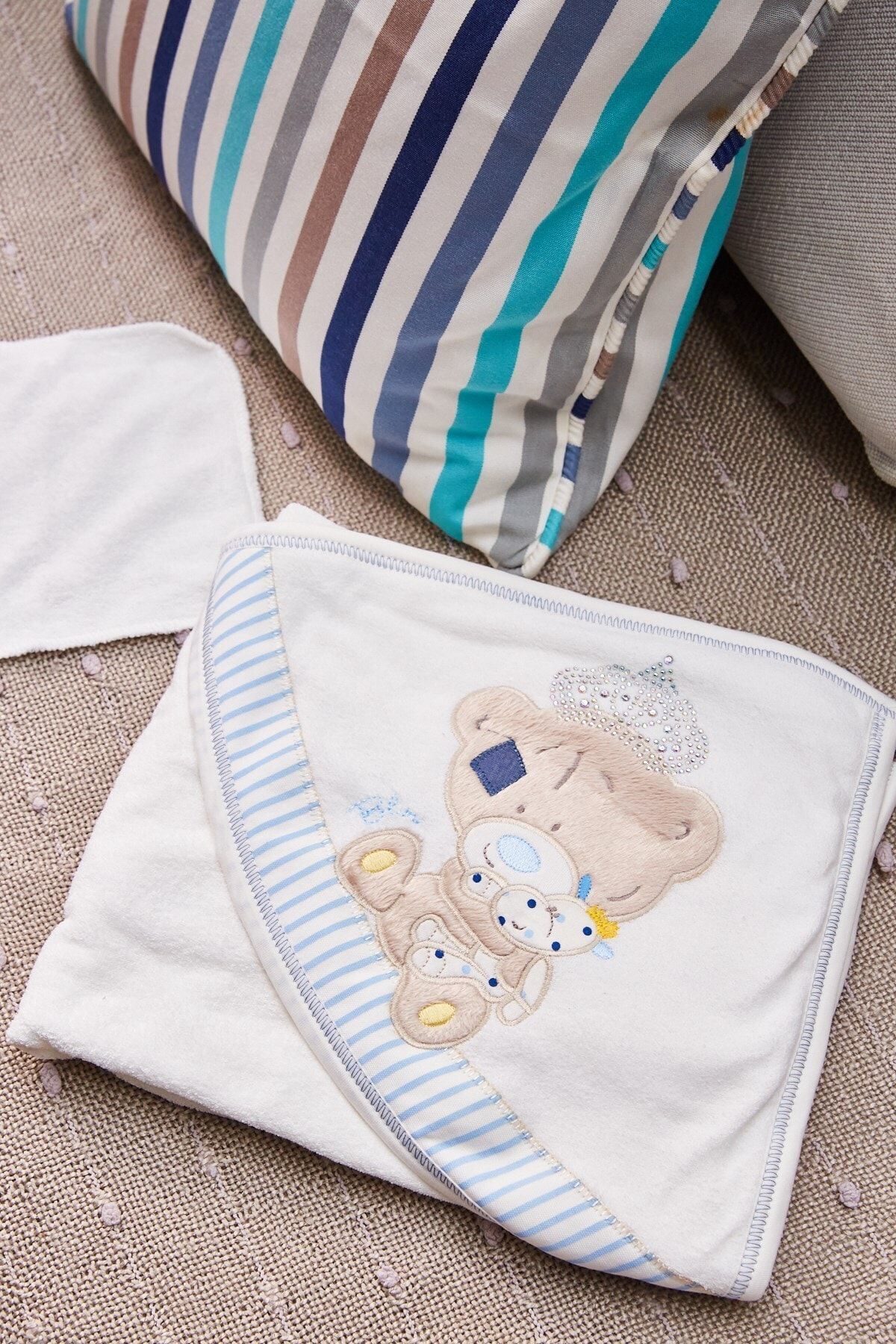 Arma Baby's Mavi Ayıcıklı Keseli Banyo Havlusu