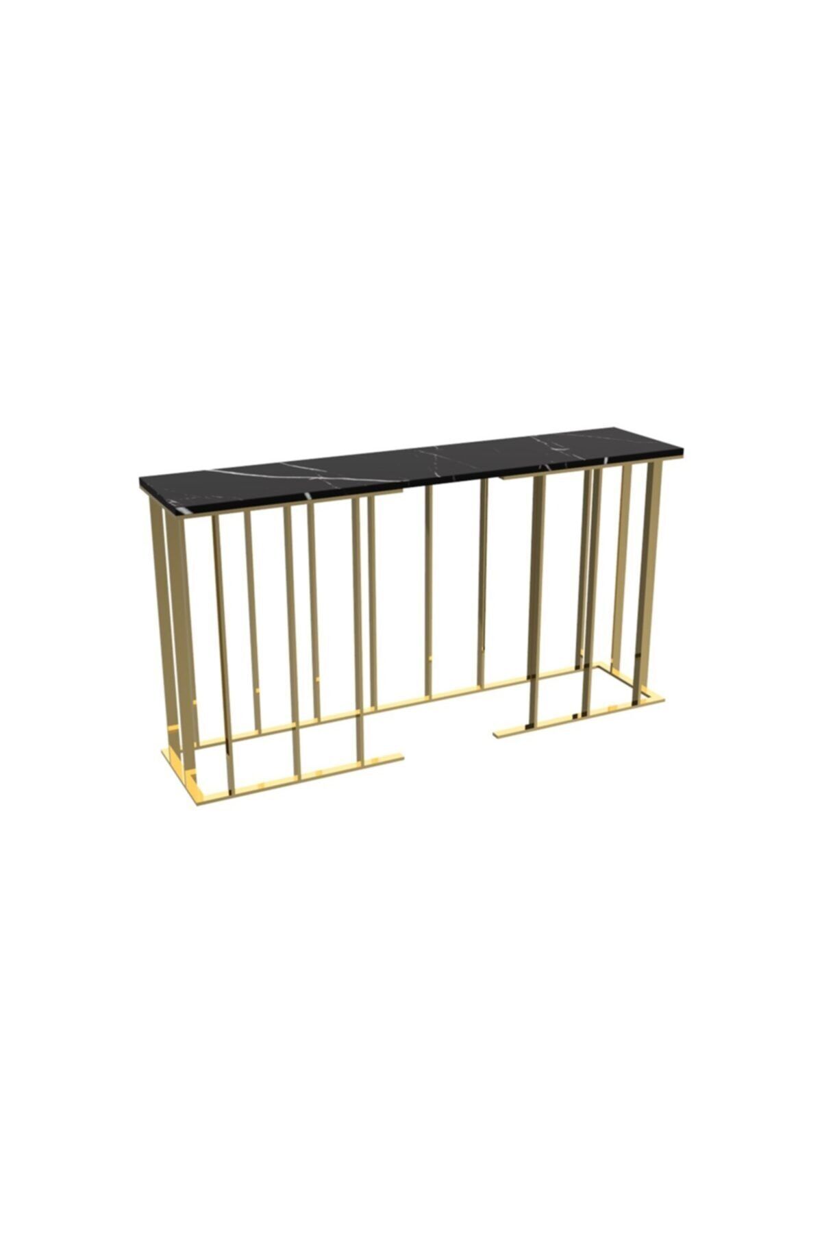 MAKSA Cammie 150cm Alexandrette Black Parlak Paslanmaz Titanyum Gold Konsol