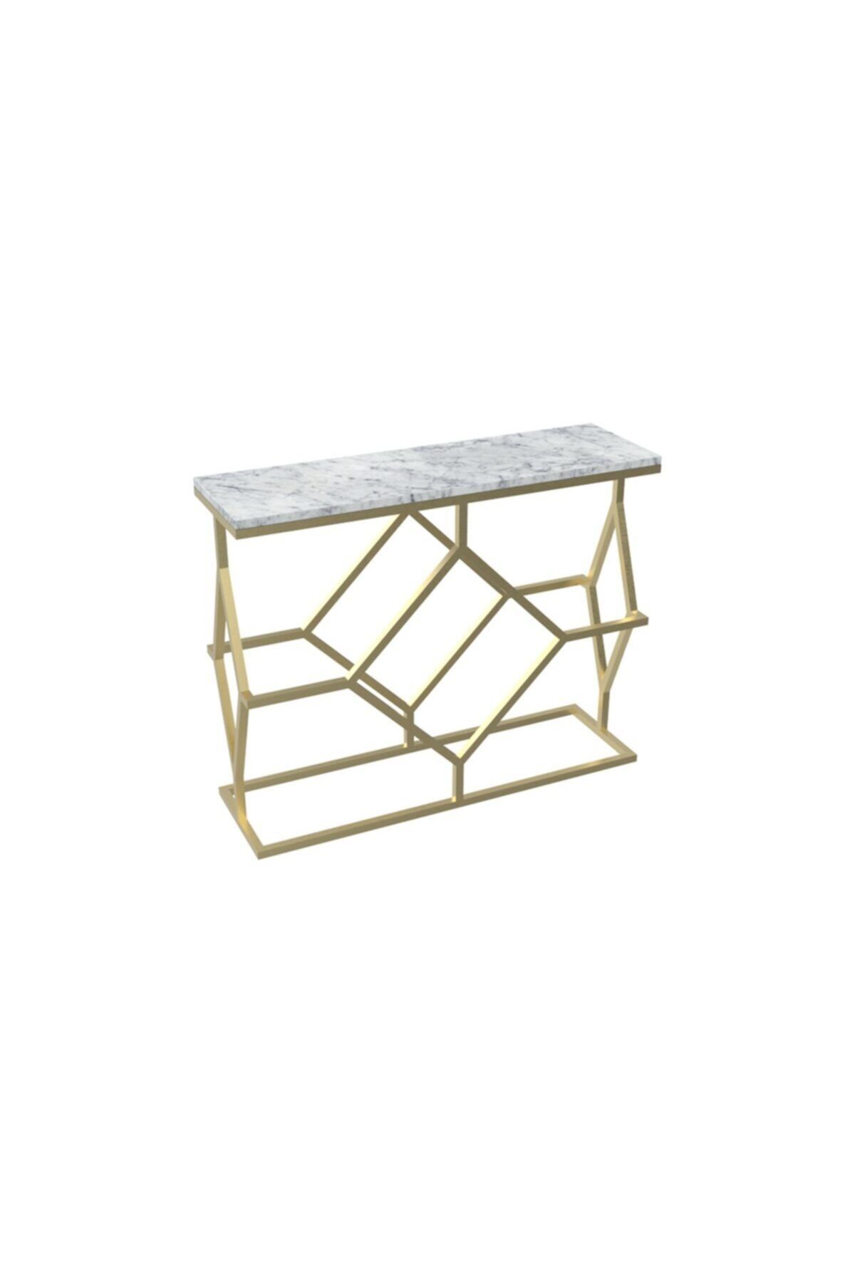 MAKSA Fenisia 100cm Carrara White Satine Pirinç Konsol