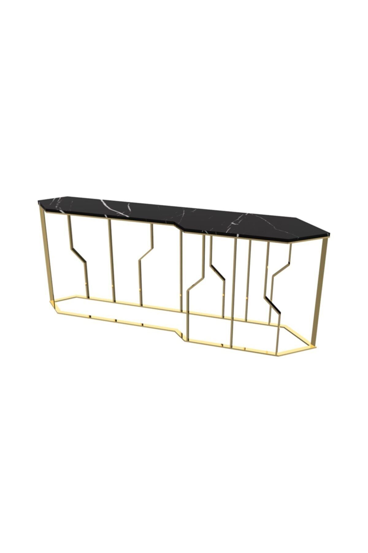 MAKSA Byna  Alexandrette Black Parlak Paslanmaz Titanyum Gold Konsol 200 cm.