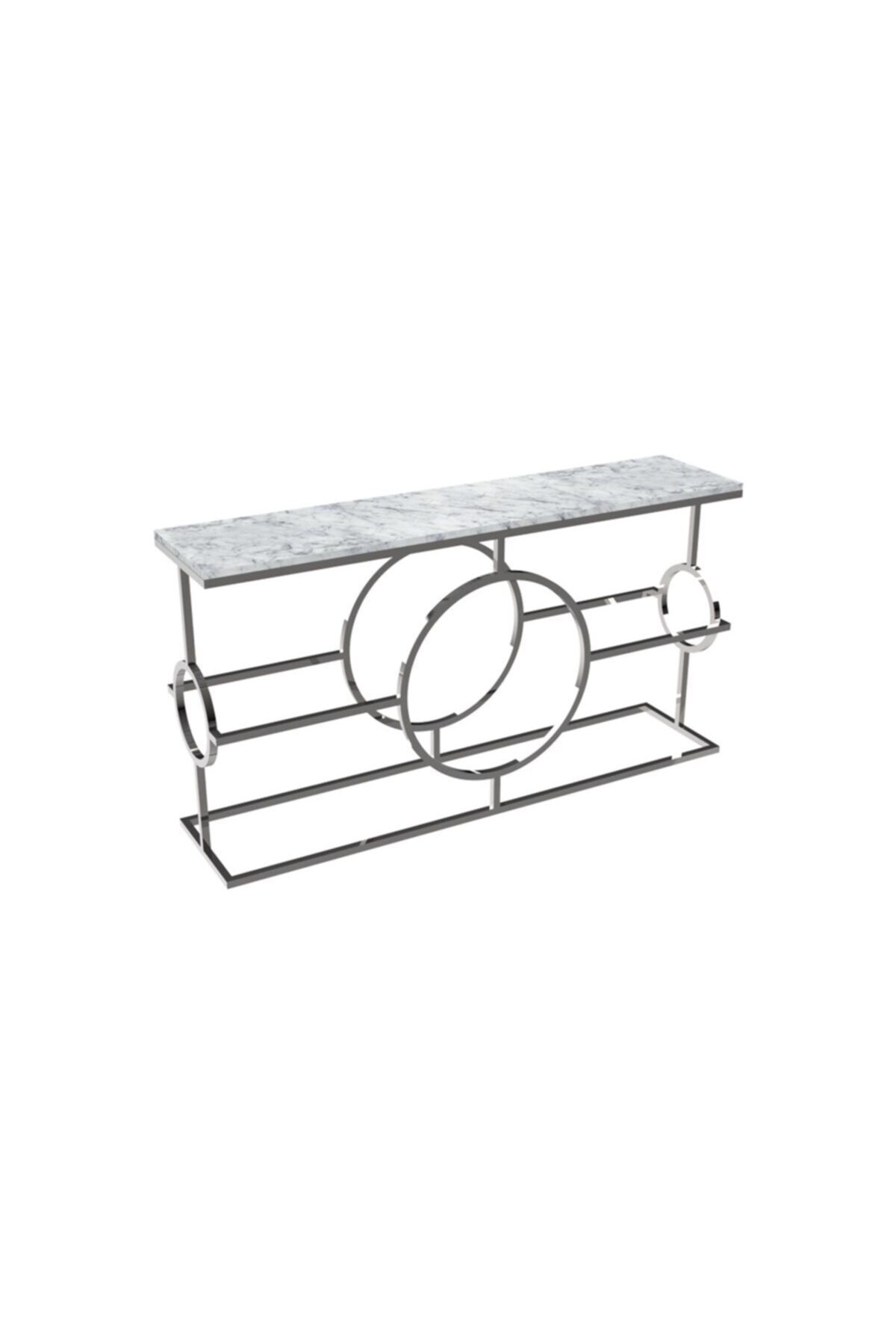 MAKSA Fulvia 150cm Carrara White Parlak Paslanmaz Konsol