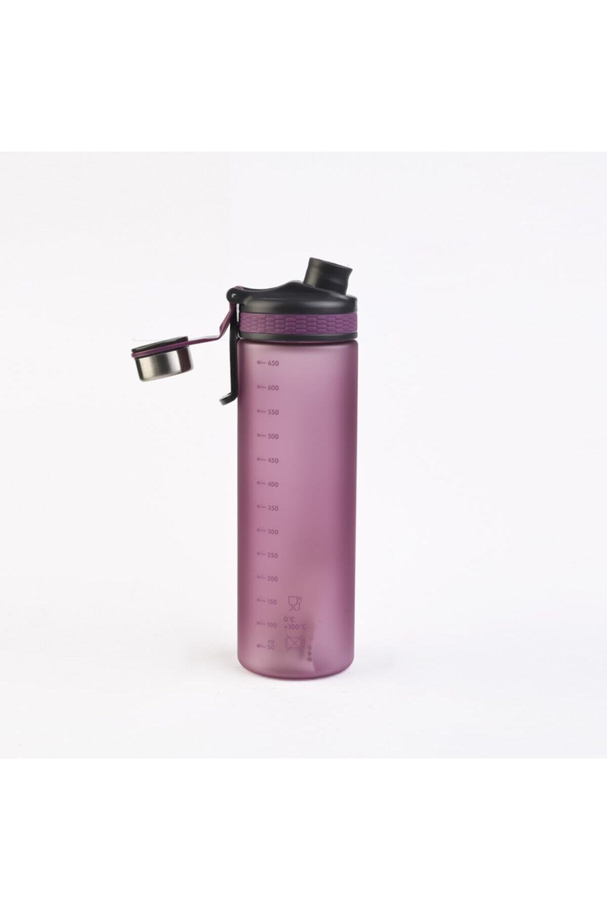 EvdekiTarz Mat Lüks Spor Matara Plastik Bordo