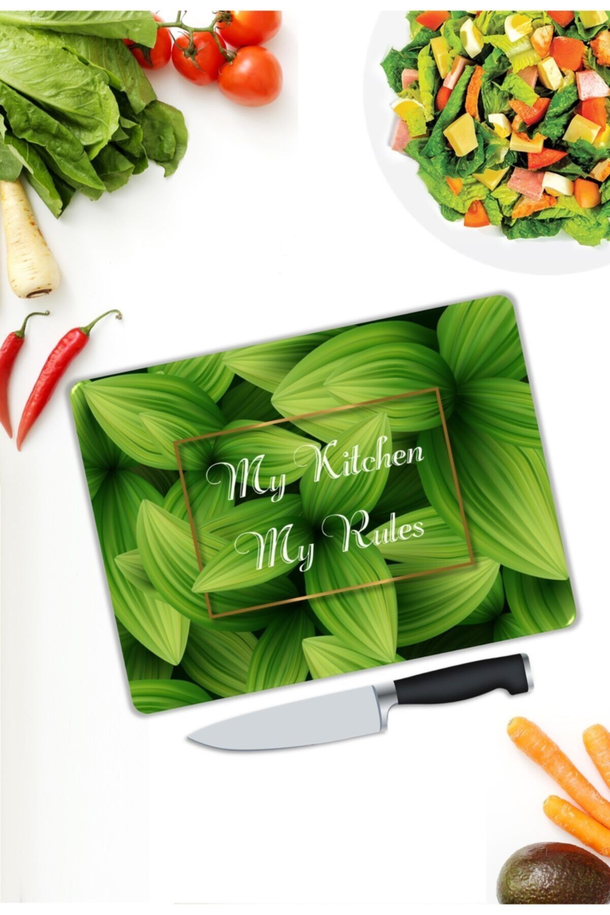 Pi Dekorasyon My Kitchen My Rules Cam Kesme Tahtası 25 cm X 35 cm