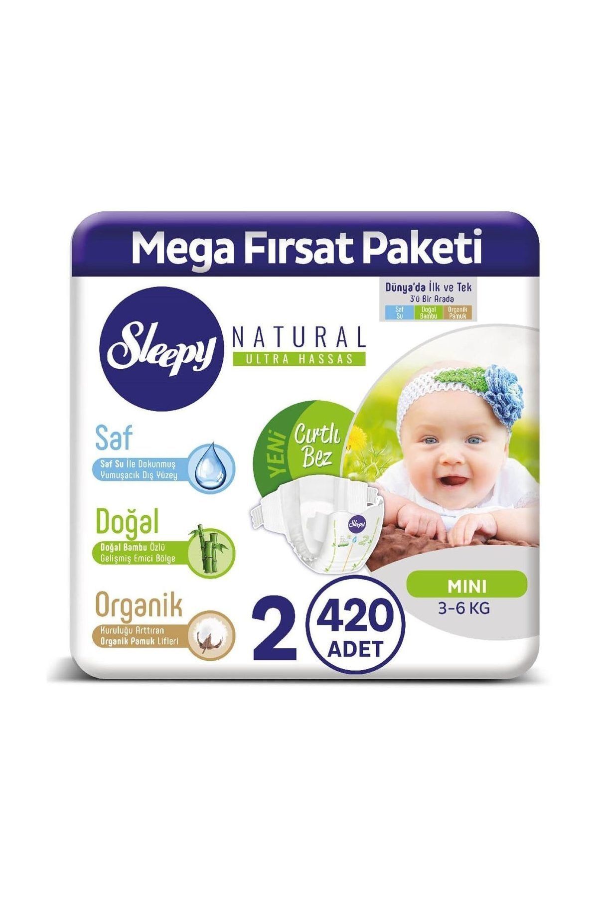 sleepy natural bebek bezi 2 numara mini 420 adet fiyati yorumlari trendyol