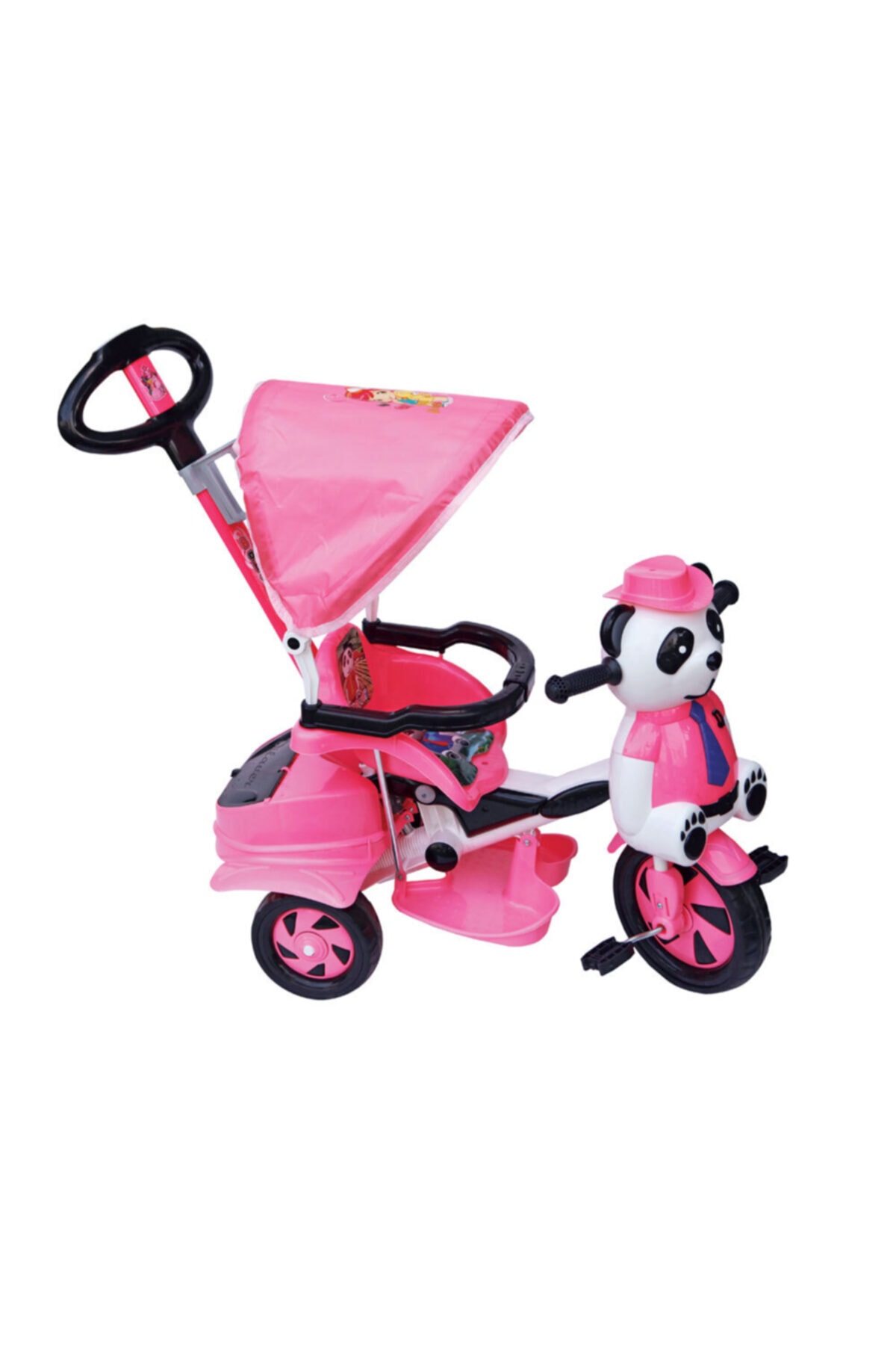 Baby Poufi Panda Itmeli Çocuk Bisikleti Ebeveyn Kontrollü Bisiklet Pembe