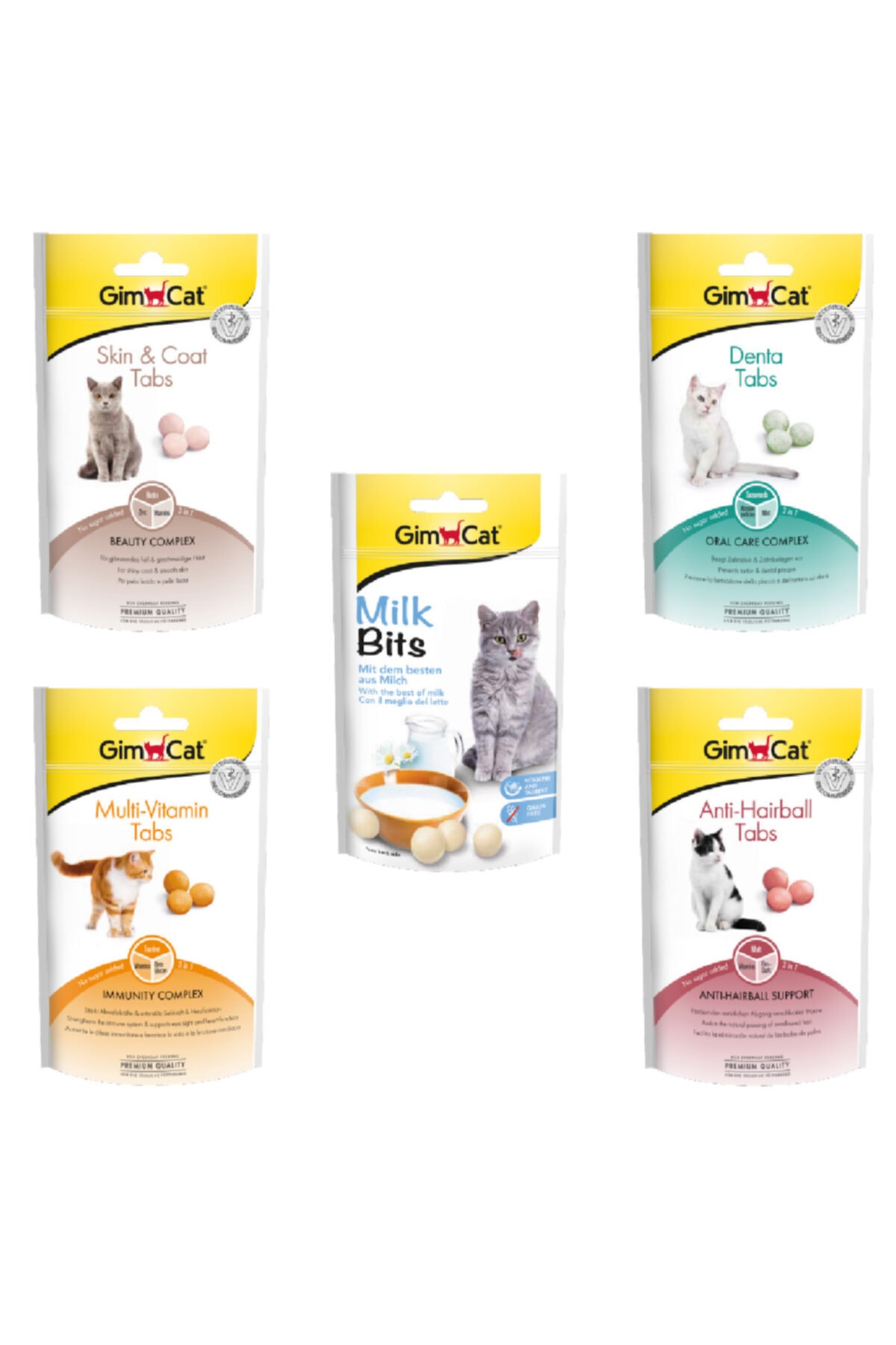 Gimcat Multivitamin Ödül Tableti 40gr - Antihairball Ödül Tableti 40gr - Milkbits Sütlü Ödül Tableti 40gr